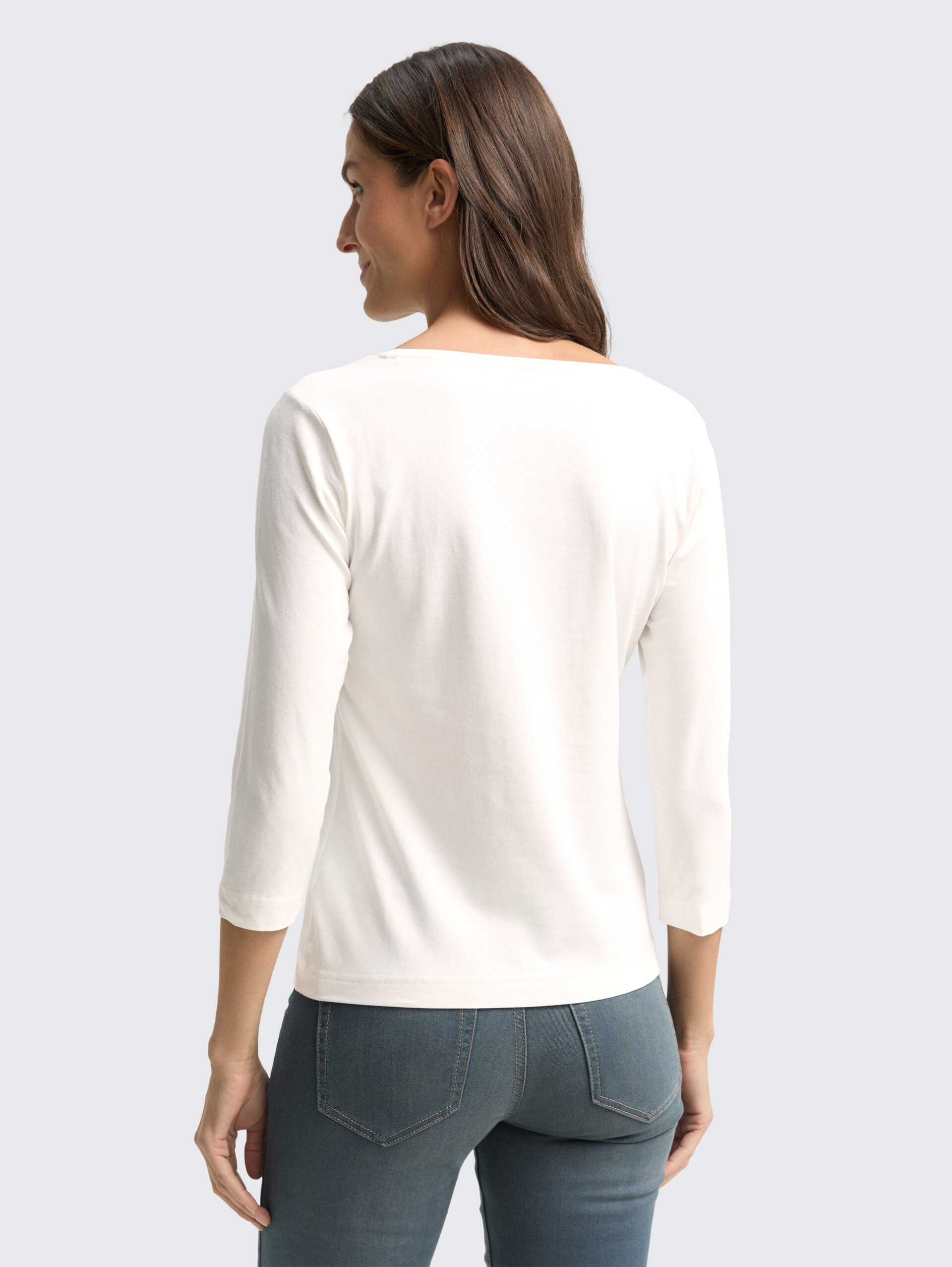 T-shirt met lange mouwen en bedrukt motief - Soft Clear White - Neklijn model-achteraanzicht