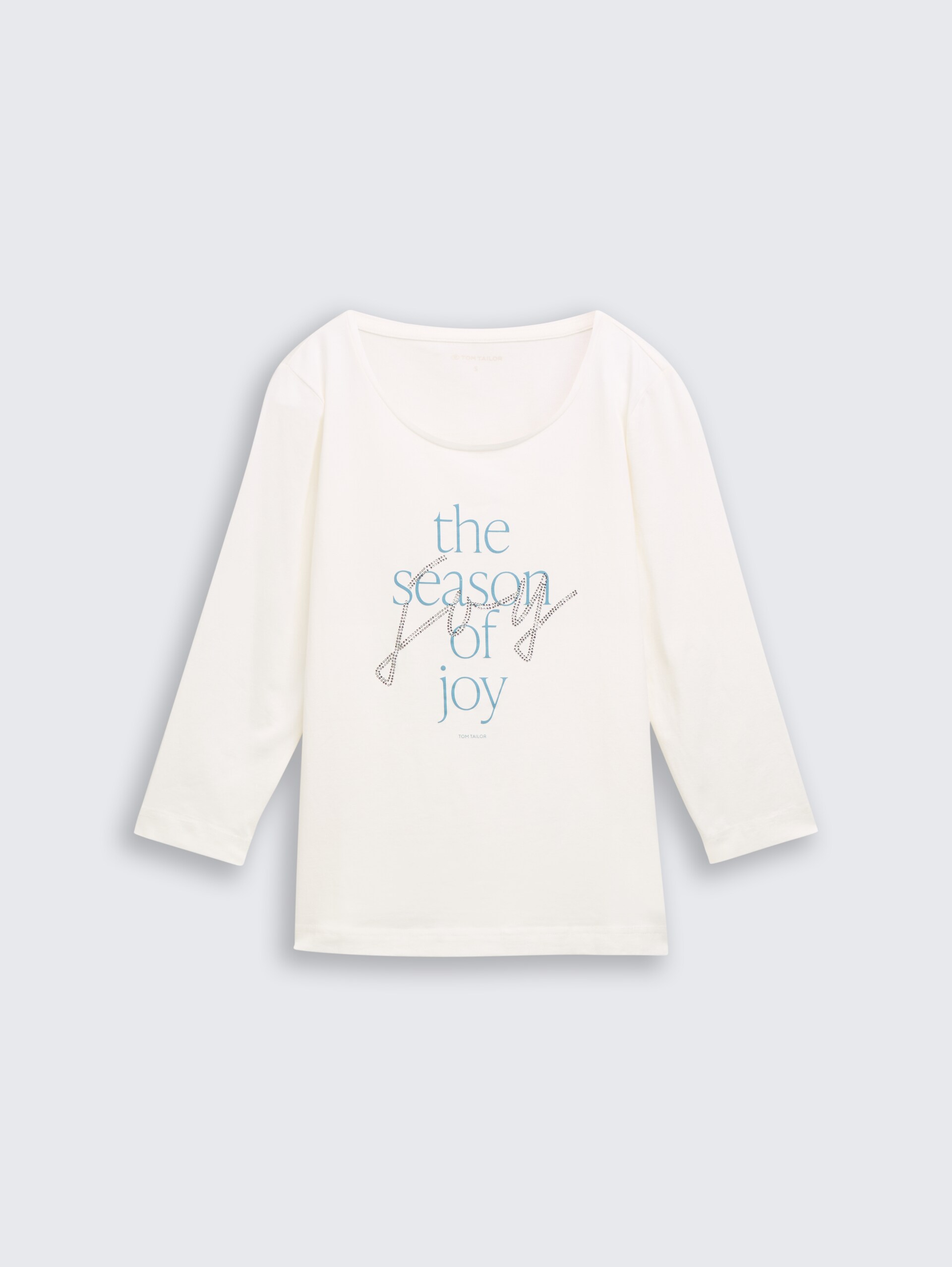 T-shirt met lange mouwen en bedrukt motief - Soft Clear White - Product vooraanzicht