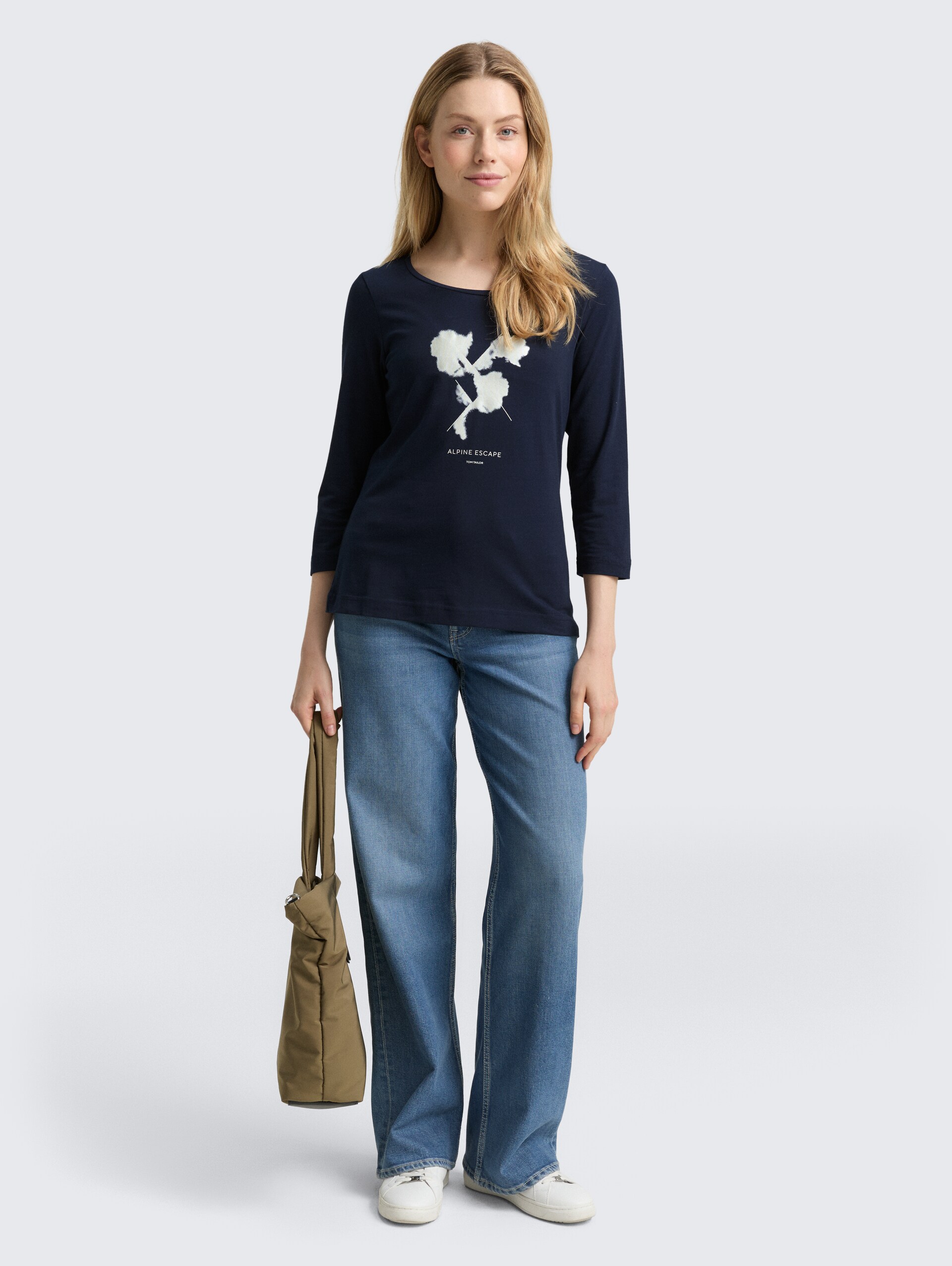 T-shirt met lange mouwen en bedrukt motief - sky captain blue - Model vooraanzicht