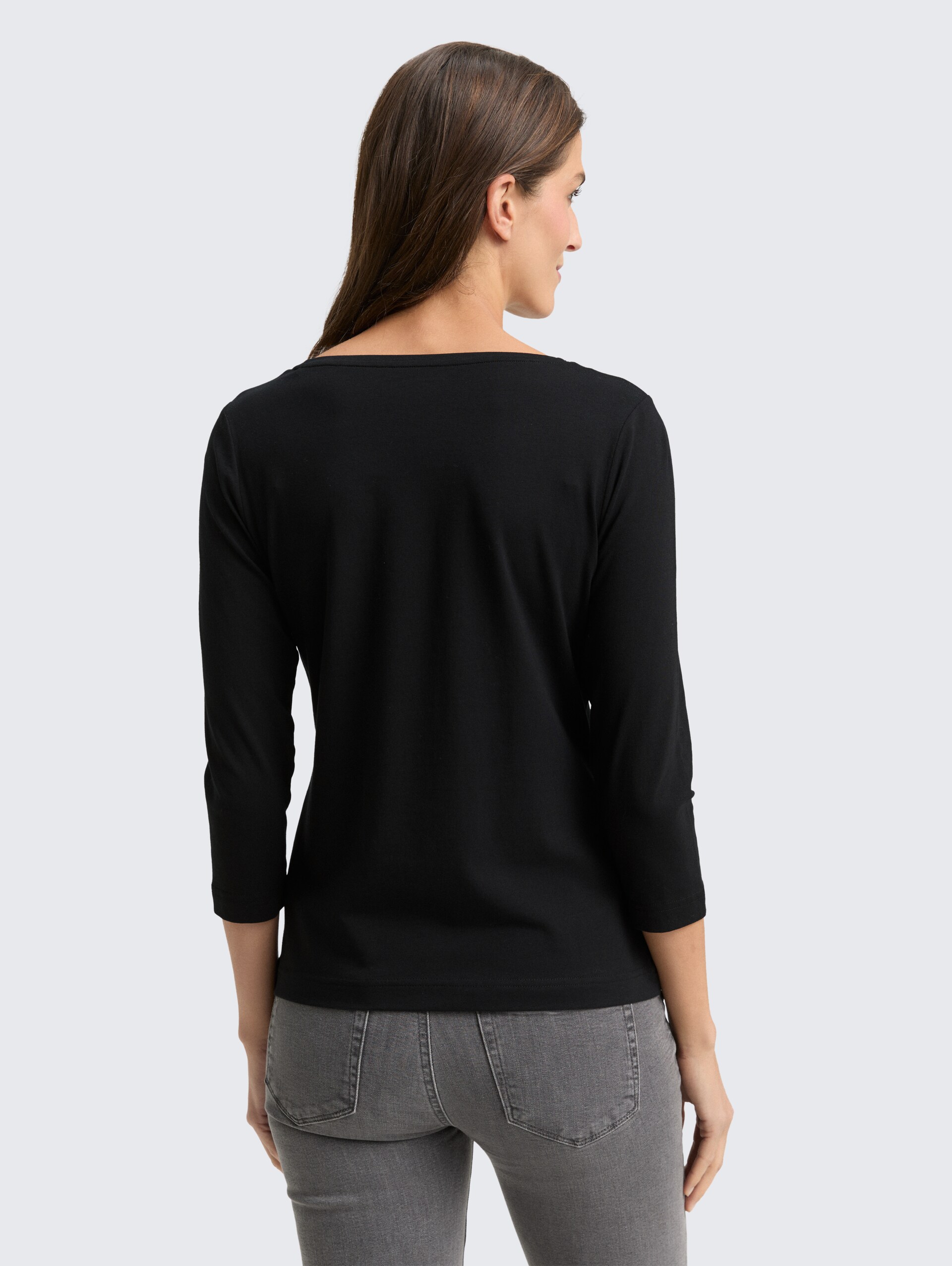 T-shirt met lange mouwen en bedrukt motief - deep black - Neklijn model-achteraanzicht