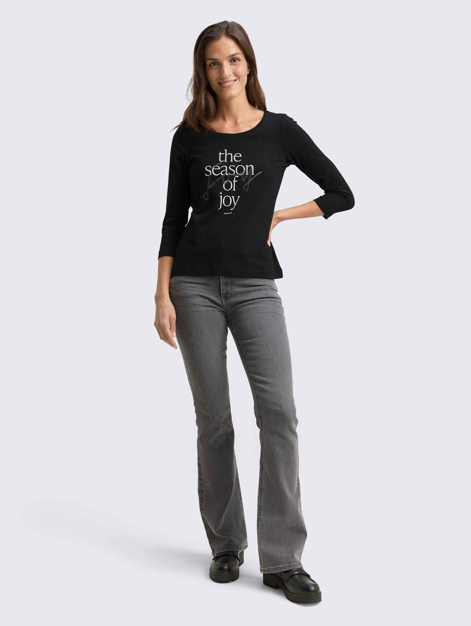 T-shirt met lange mouwen en bedrukt motief - deep black - Model vooraanzicht