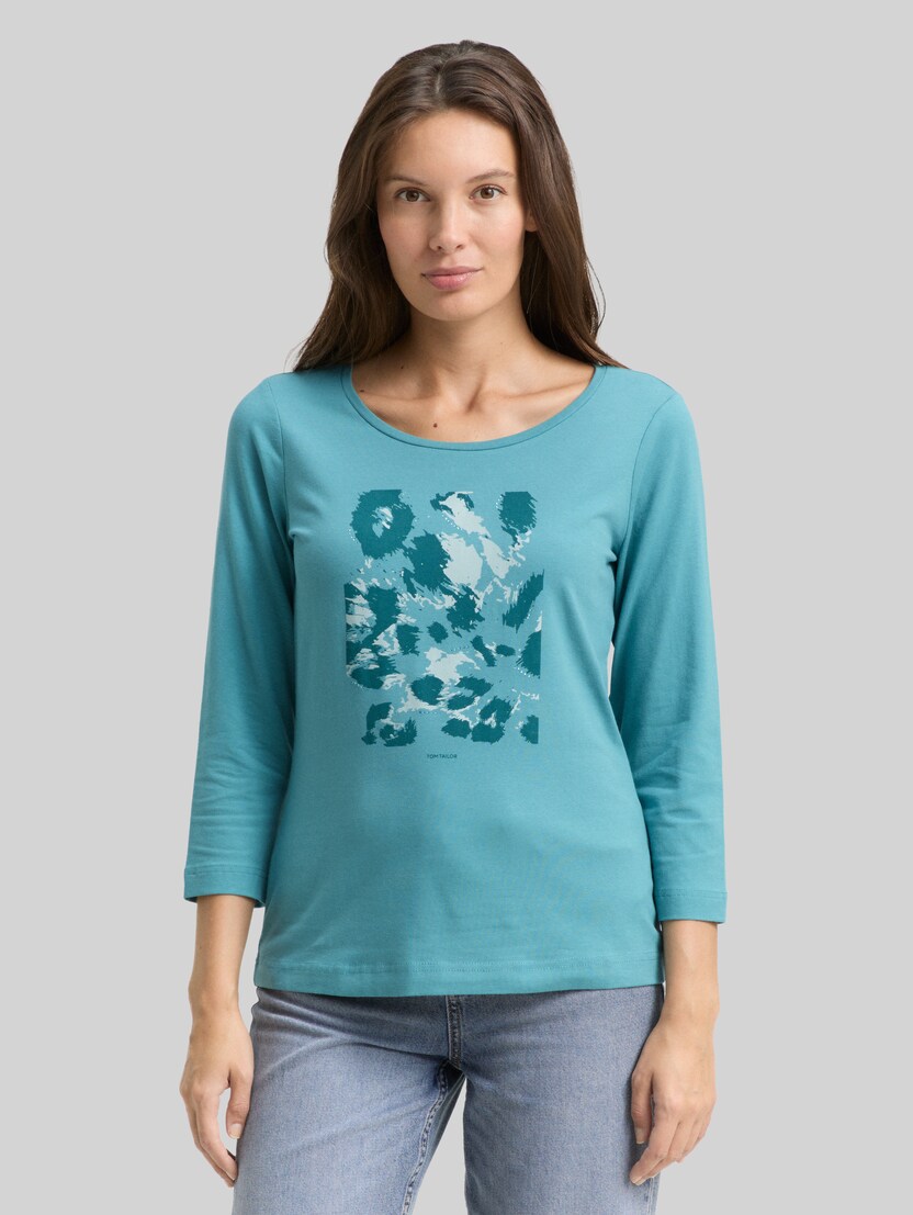 T-shirt met lange mouwen en print door Women, tropical teal