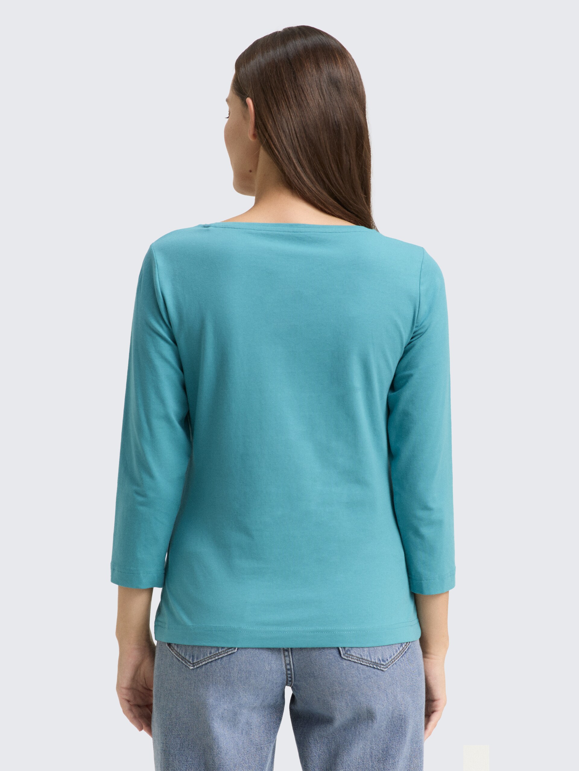 T-shirt met lange mouwen en bedrukt motief - tropical teal - Neklijn model-achteraanzicht