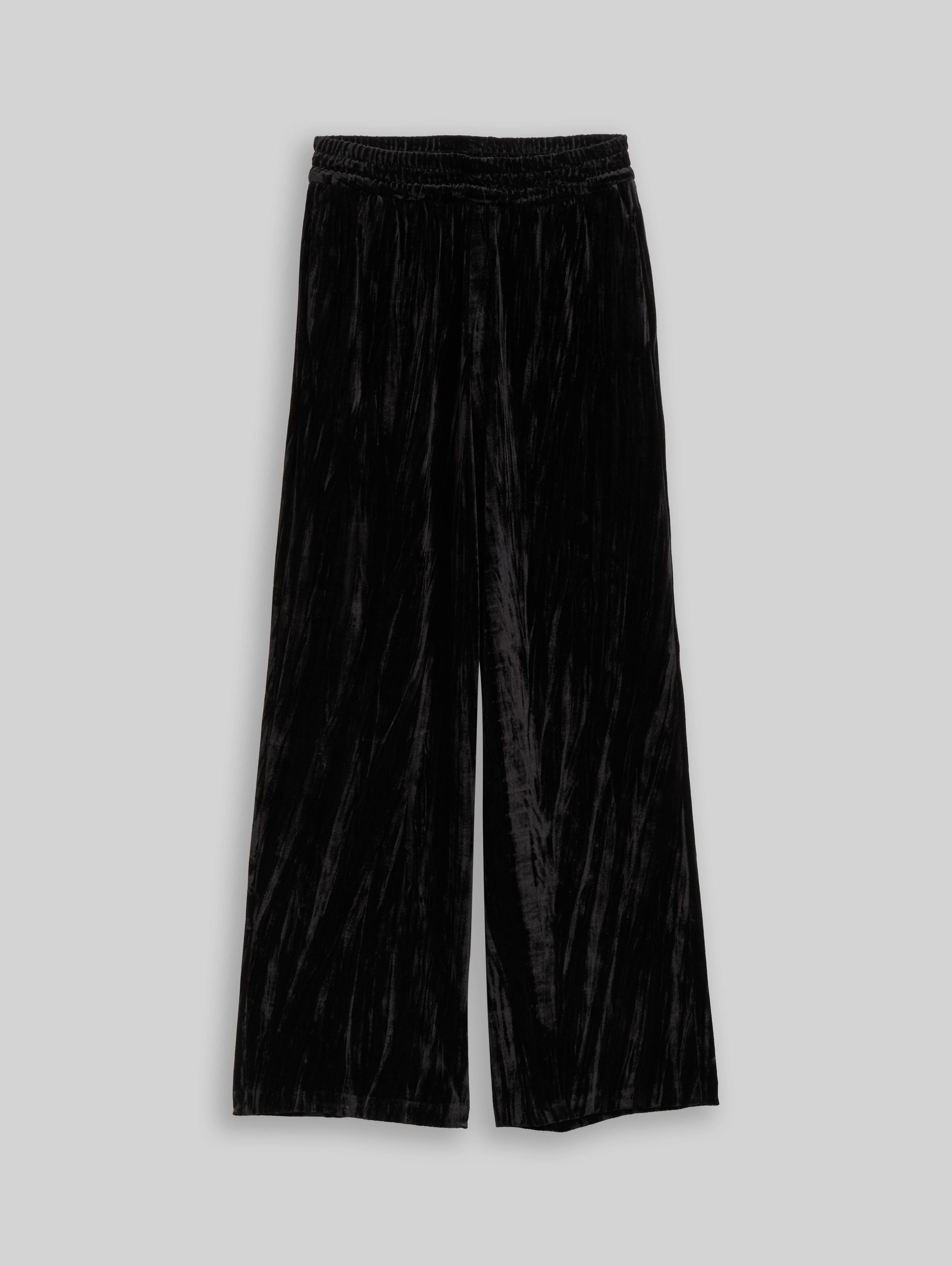 Wide-leg velvet pants in black by Tom Tailor