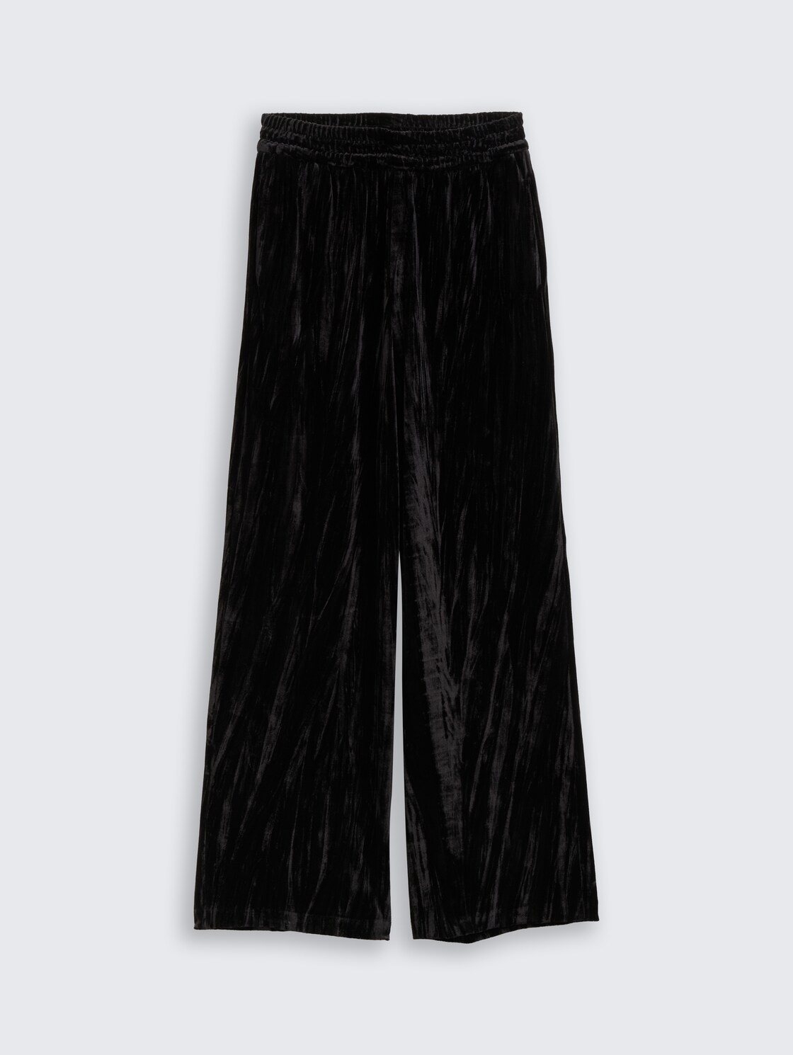 Wide Leg Samthose - deep black - Vorder-Produkt-Ansicht