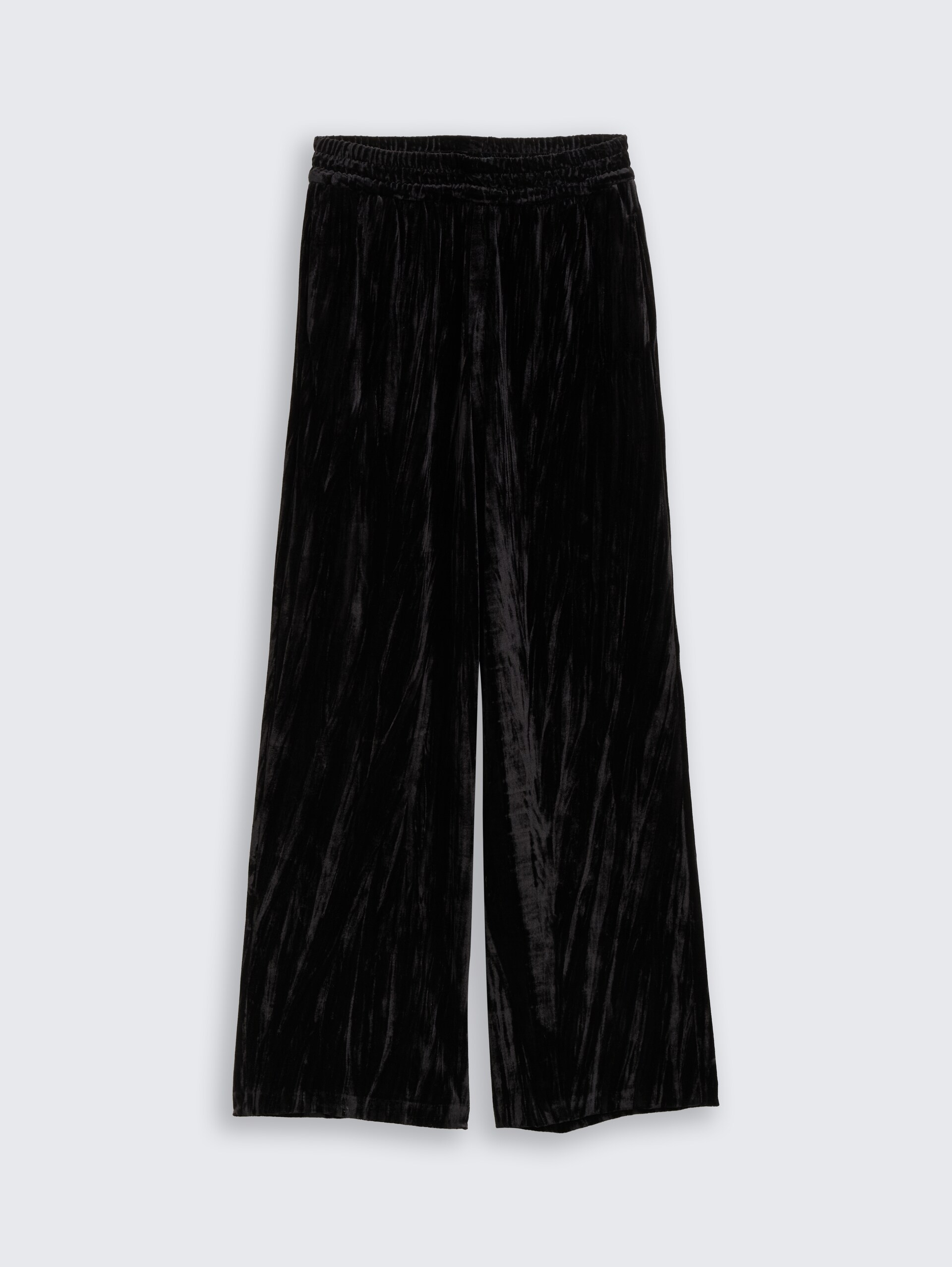 Wide Leg Samthose - deep black - Vorder-Produkt-Ansicht