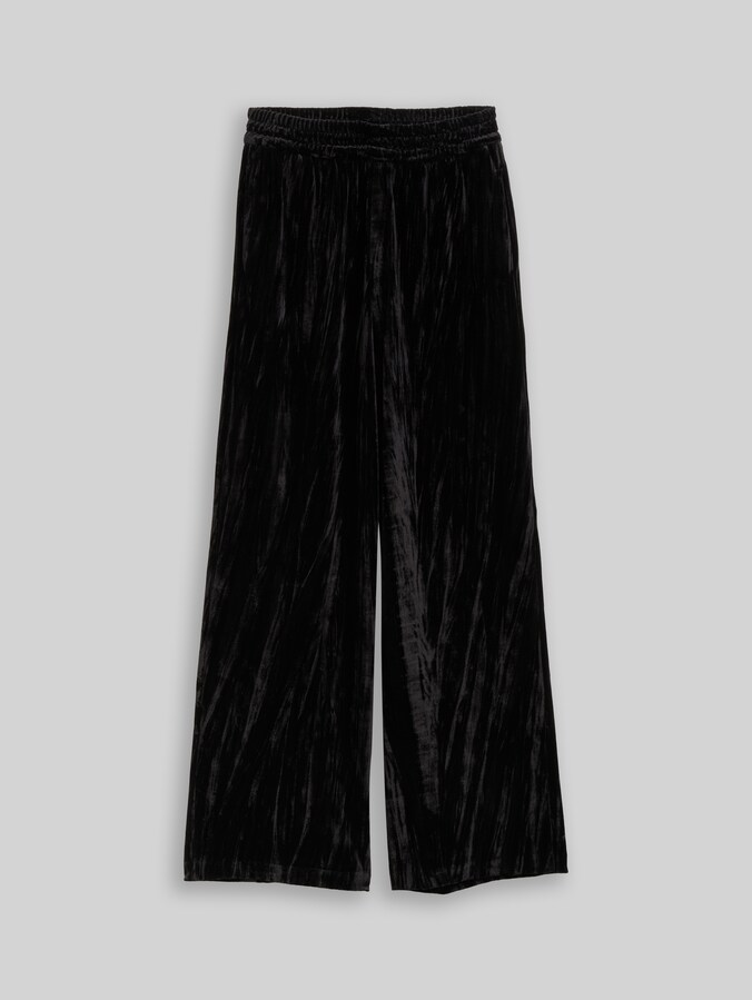 Wide Leg Samthose von Denim Female, deep black