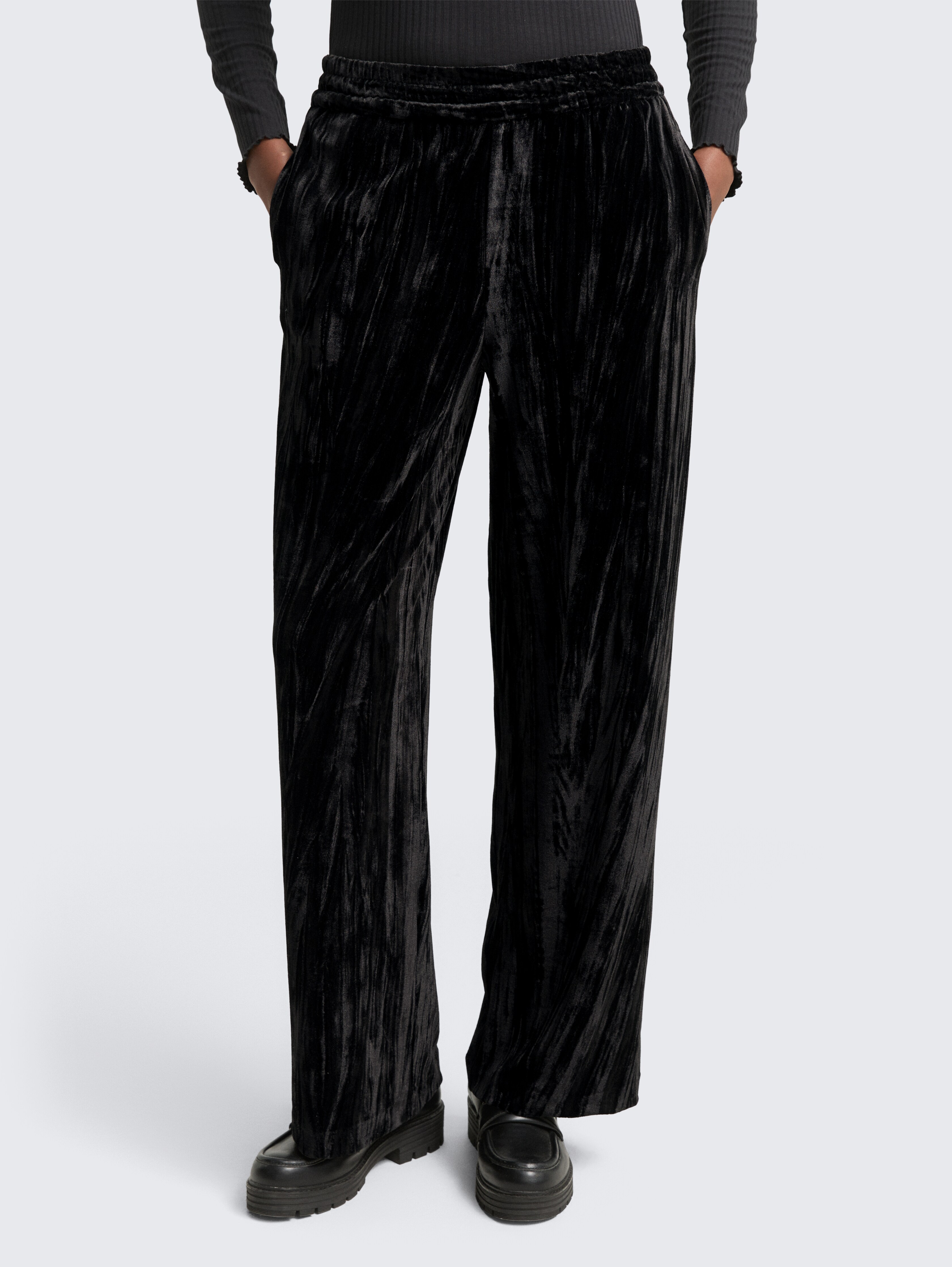 Wide Leg Samthose von Denim Female, deep black