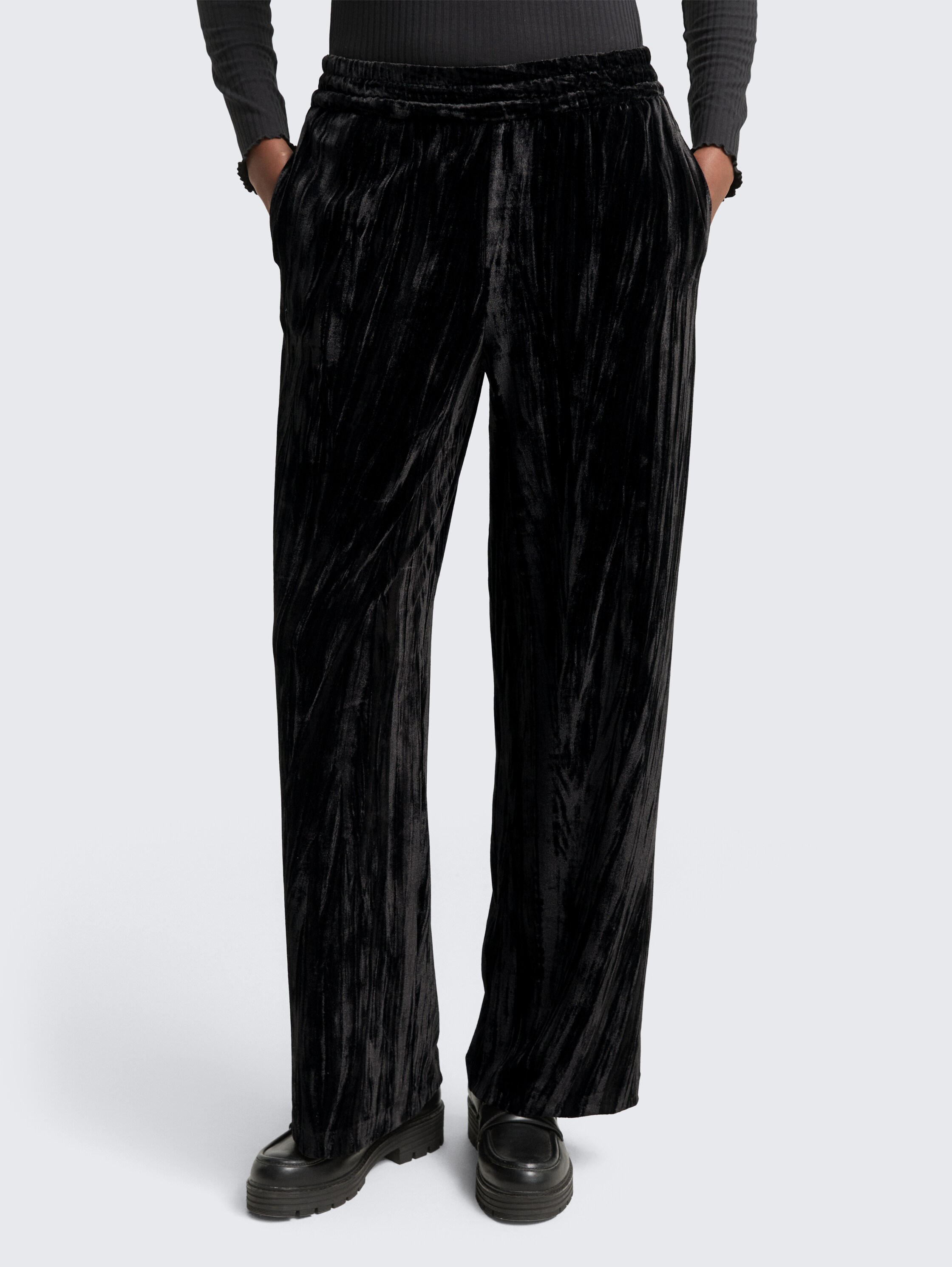 Wijde fluwelen broek - deep_black_1 - 