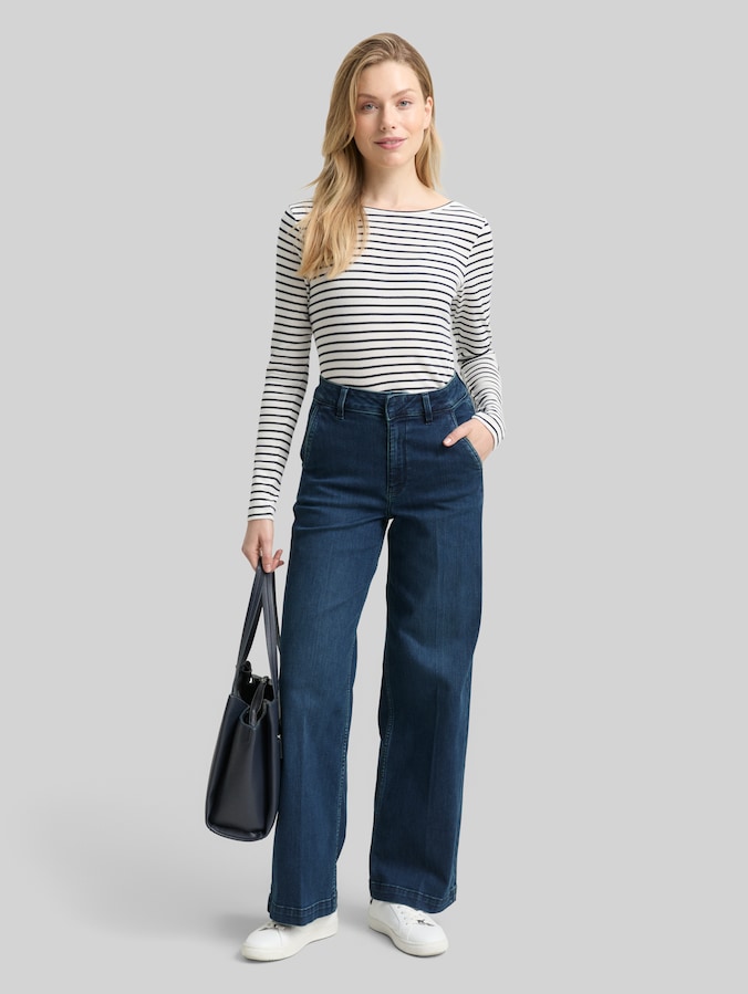 Jeans TTMADINA WIDE par Women, Clean Mid Stone Blue Denim