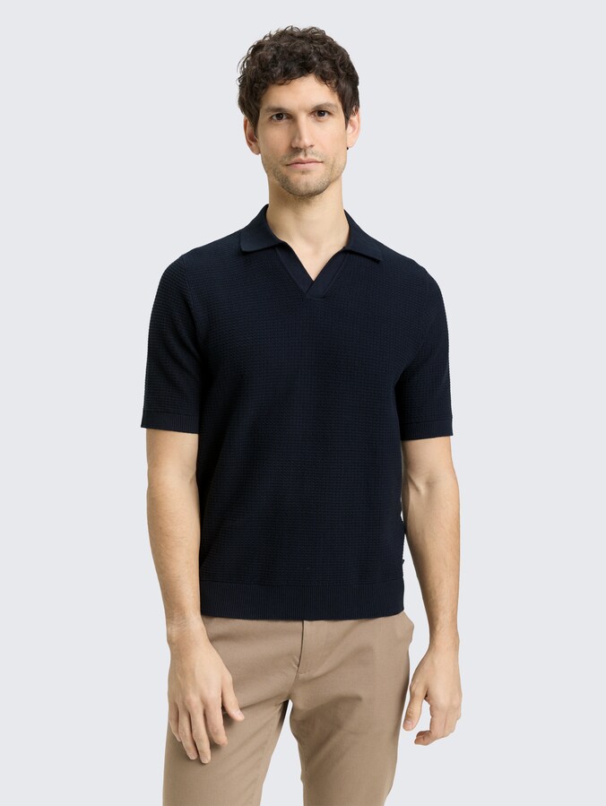 Gebreide trui met polokraag door Men, sky captain blue