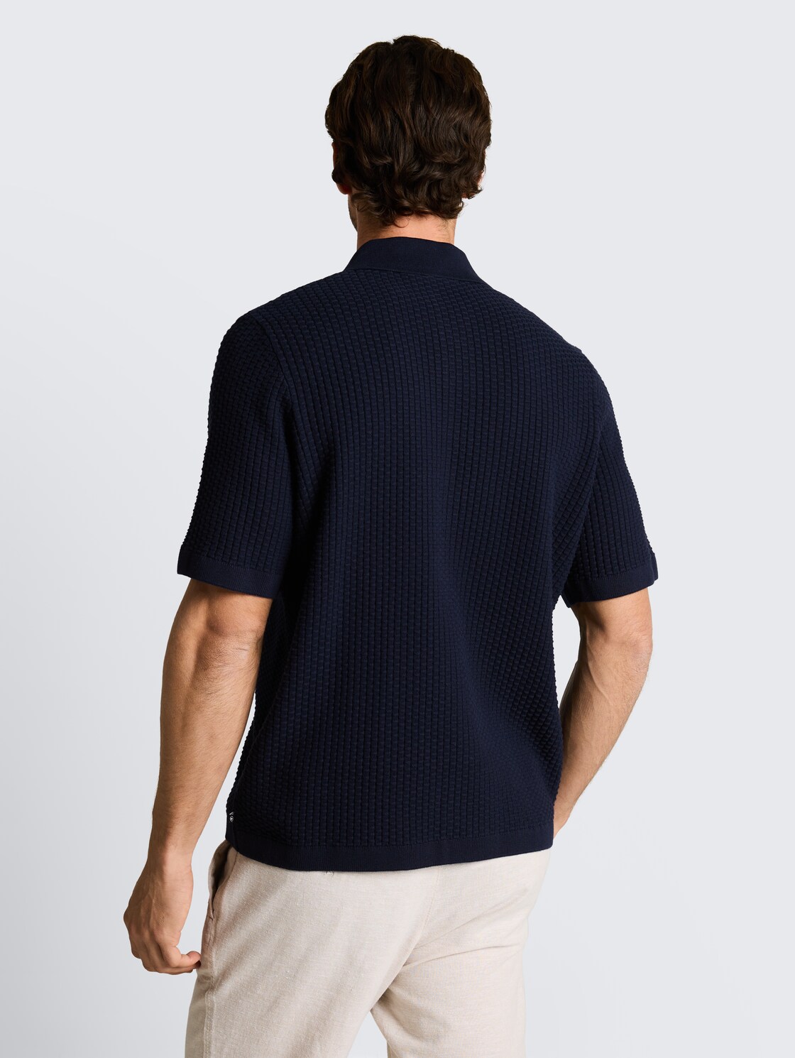 Strickjacke mit Polokragen - sky captain blue