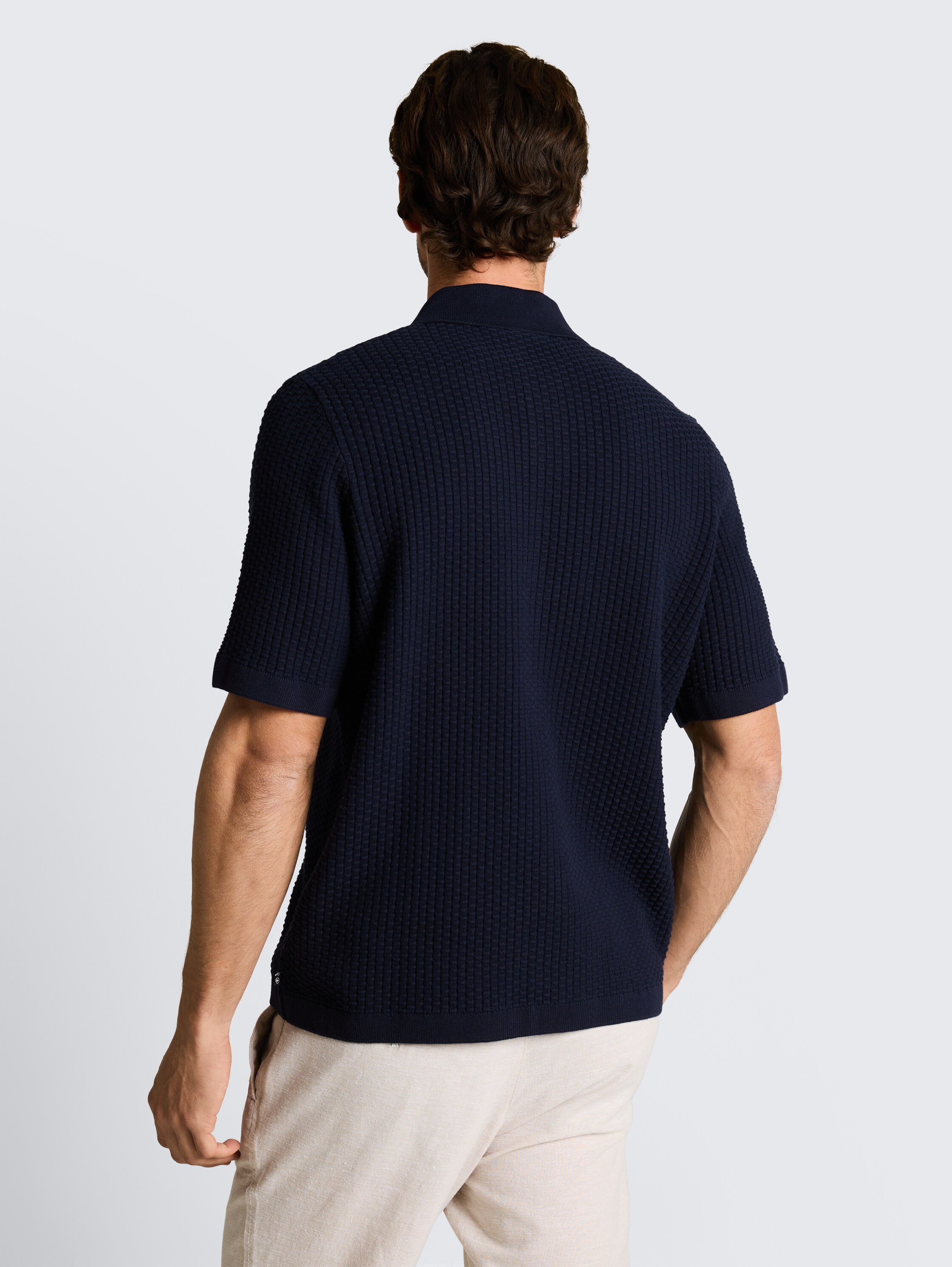 Strickjacke mit Polokragen - sky_captain_blue_1 - 