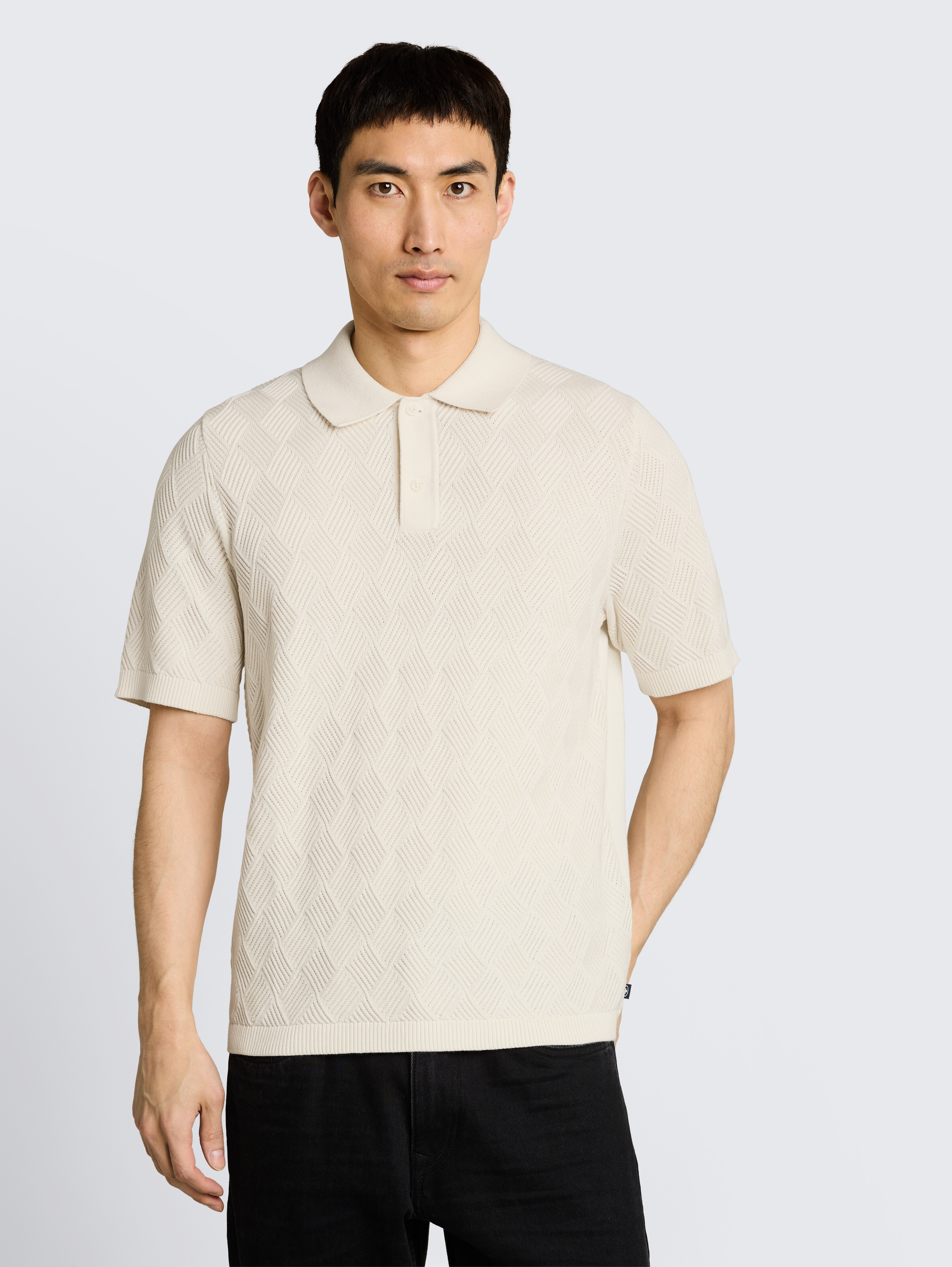 Strickpullover mit Polokragen von Men, Gardenia White