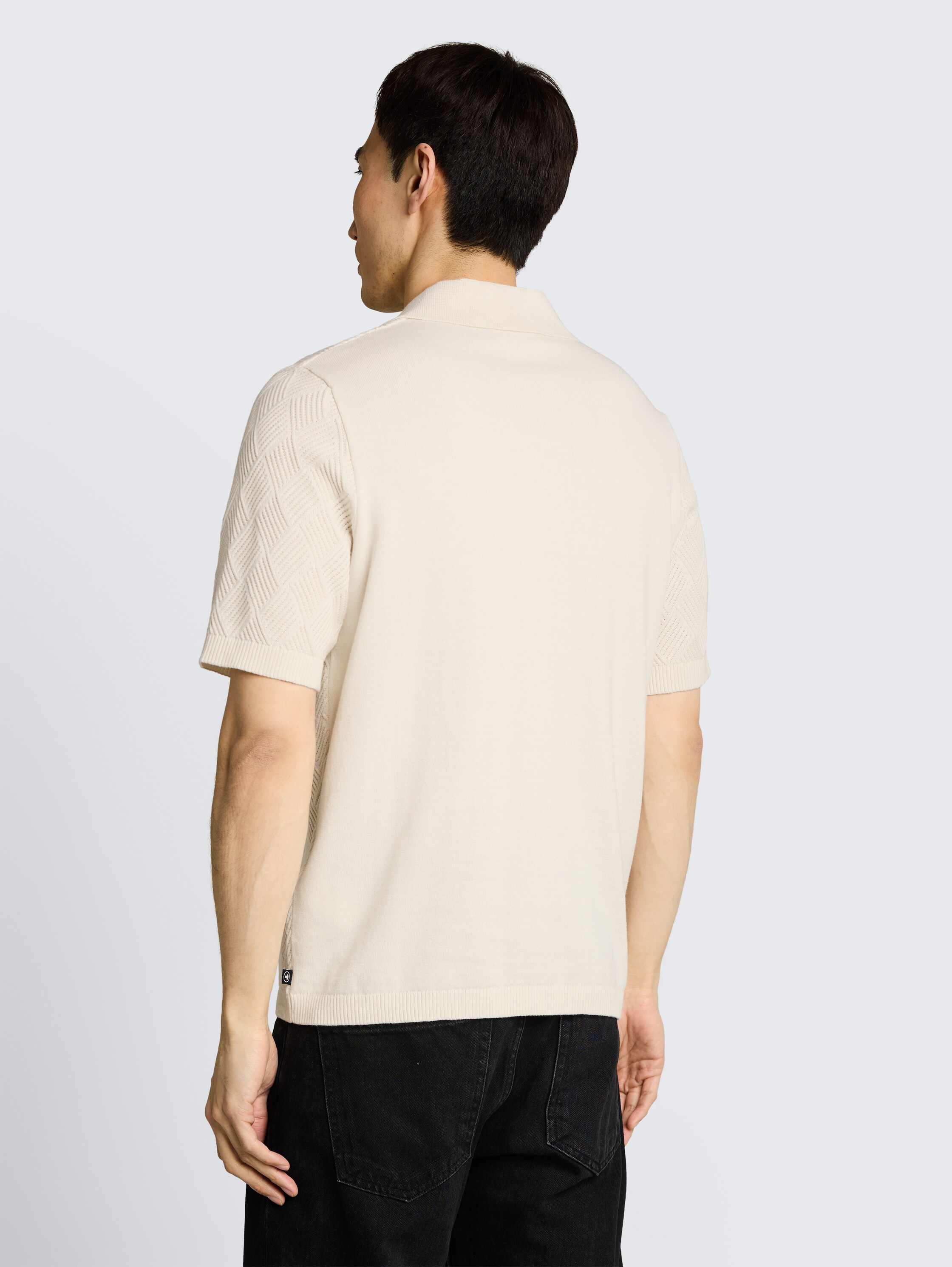 Knitted jumper with polo collar - gardenia_white - 