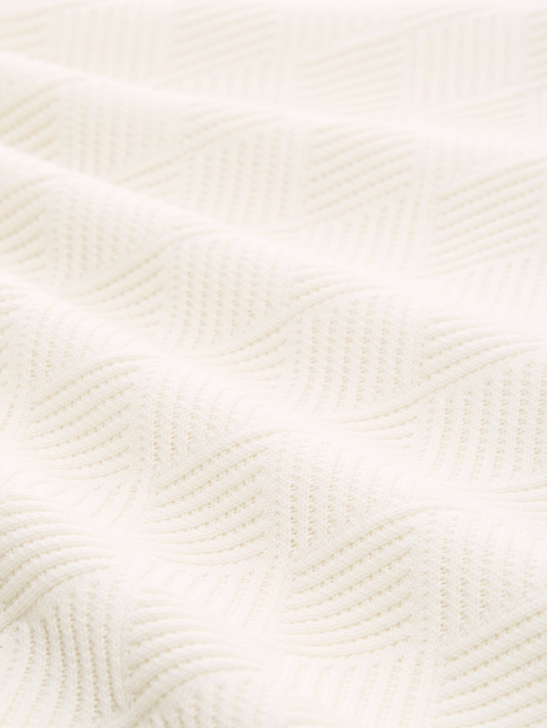 Strickpullover mit Polokragen - Gardenia White - Material-Ansicht