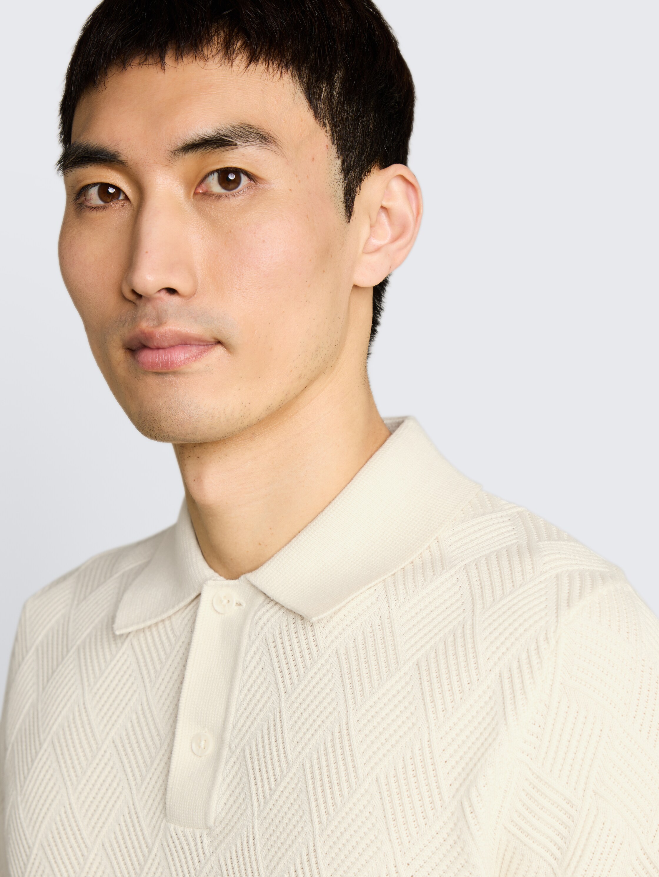 Knitted jumper with polo collar - gardenia_white - 