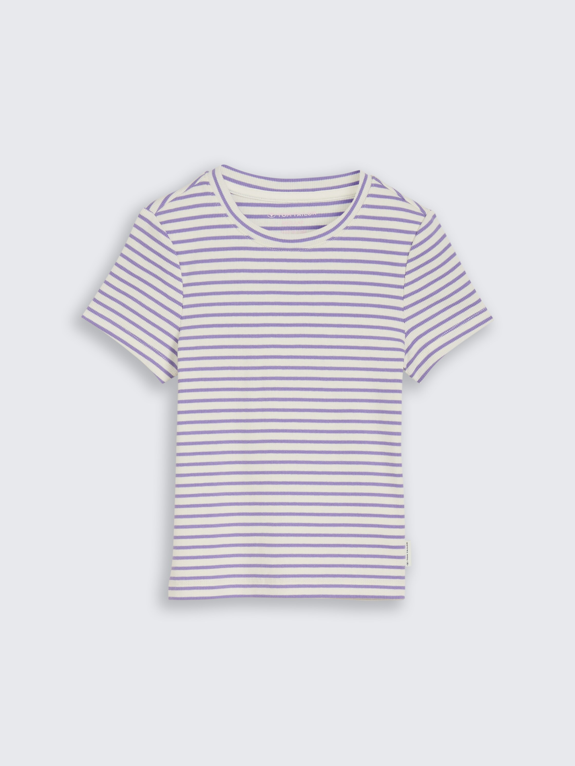 Geribbeld T-shirt met streepjesmotief - flashy purple stripe - Product vooraanzicht