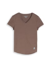 Ausgewählt, T-Shirt mit V-Ausschnitt von Tom Tailor, braun