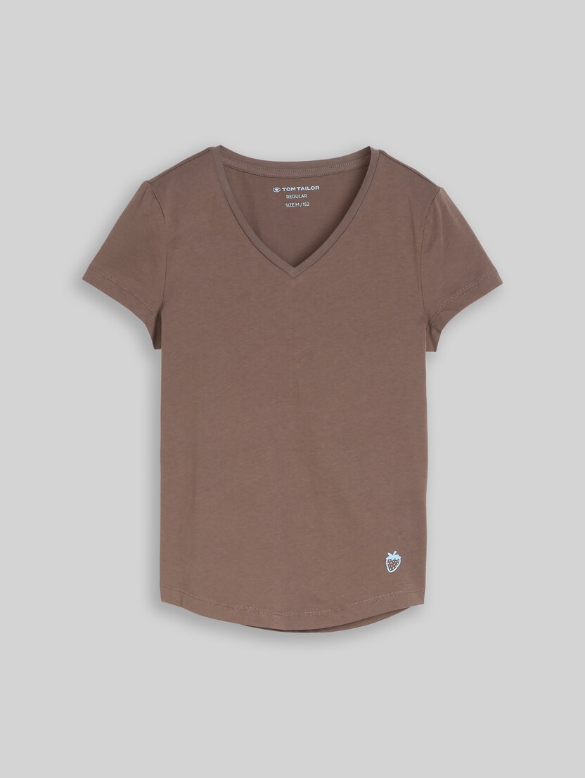 T-Shirt mit V-Ausschnitt von Teen Girls, rusty brown