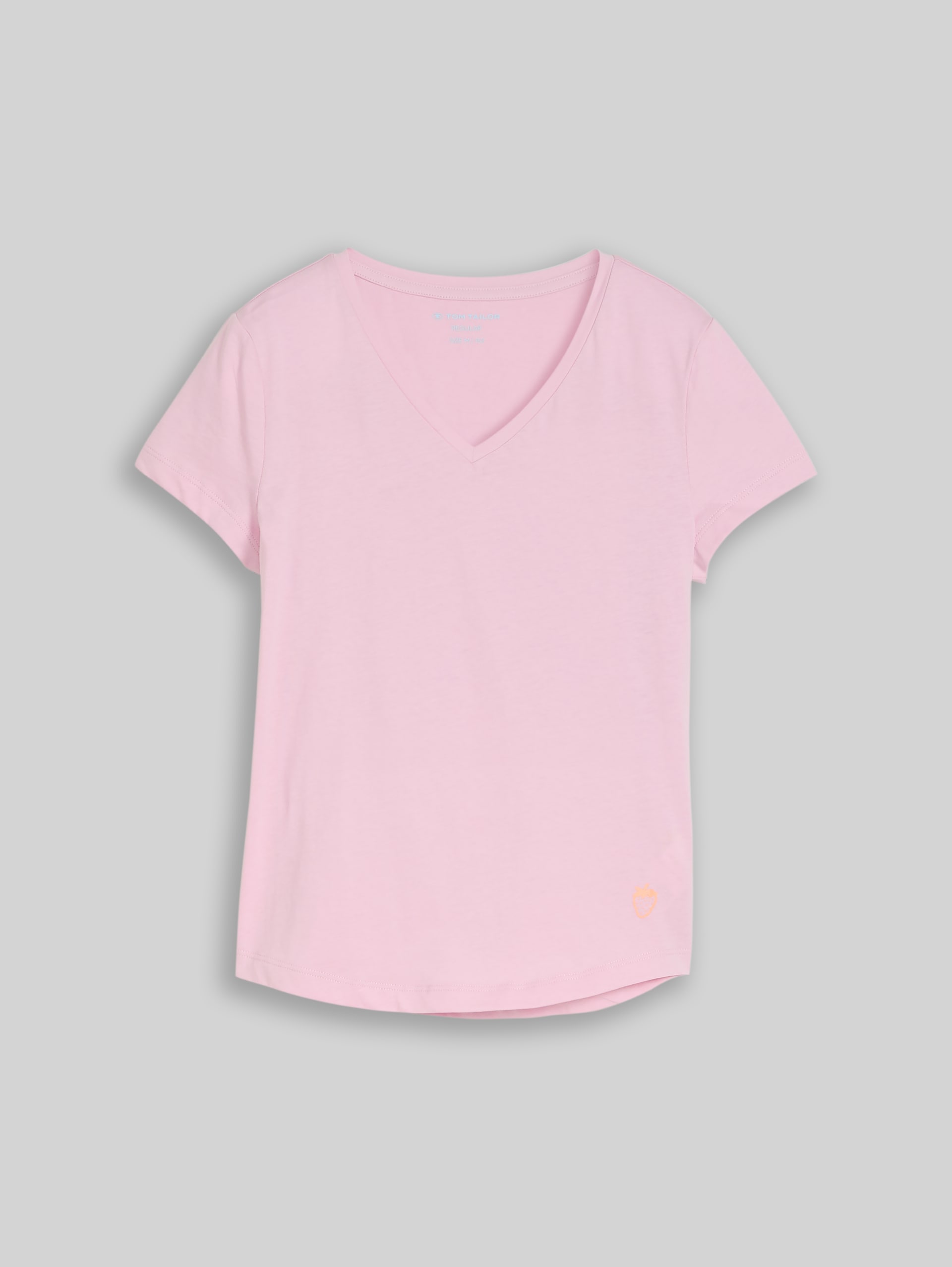 T-shirt with V-neck - cold pink - Front product view