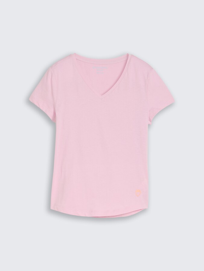T-shirt with V-neck by Teen Girls, cold pink