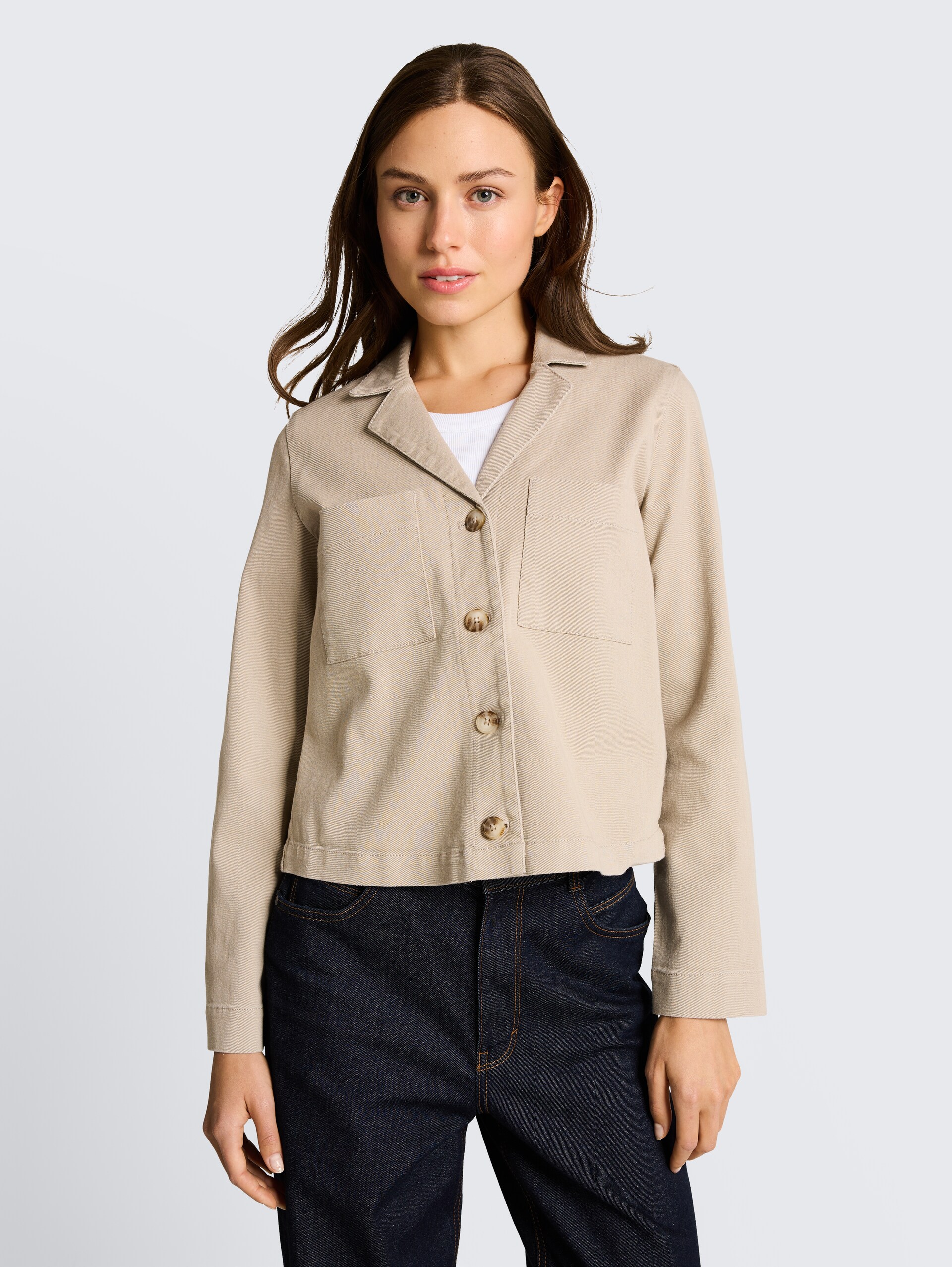 Regular Fit Jacke mit Brusttaschen - soft taupe grey
