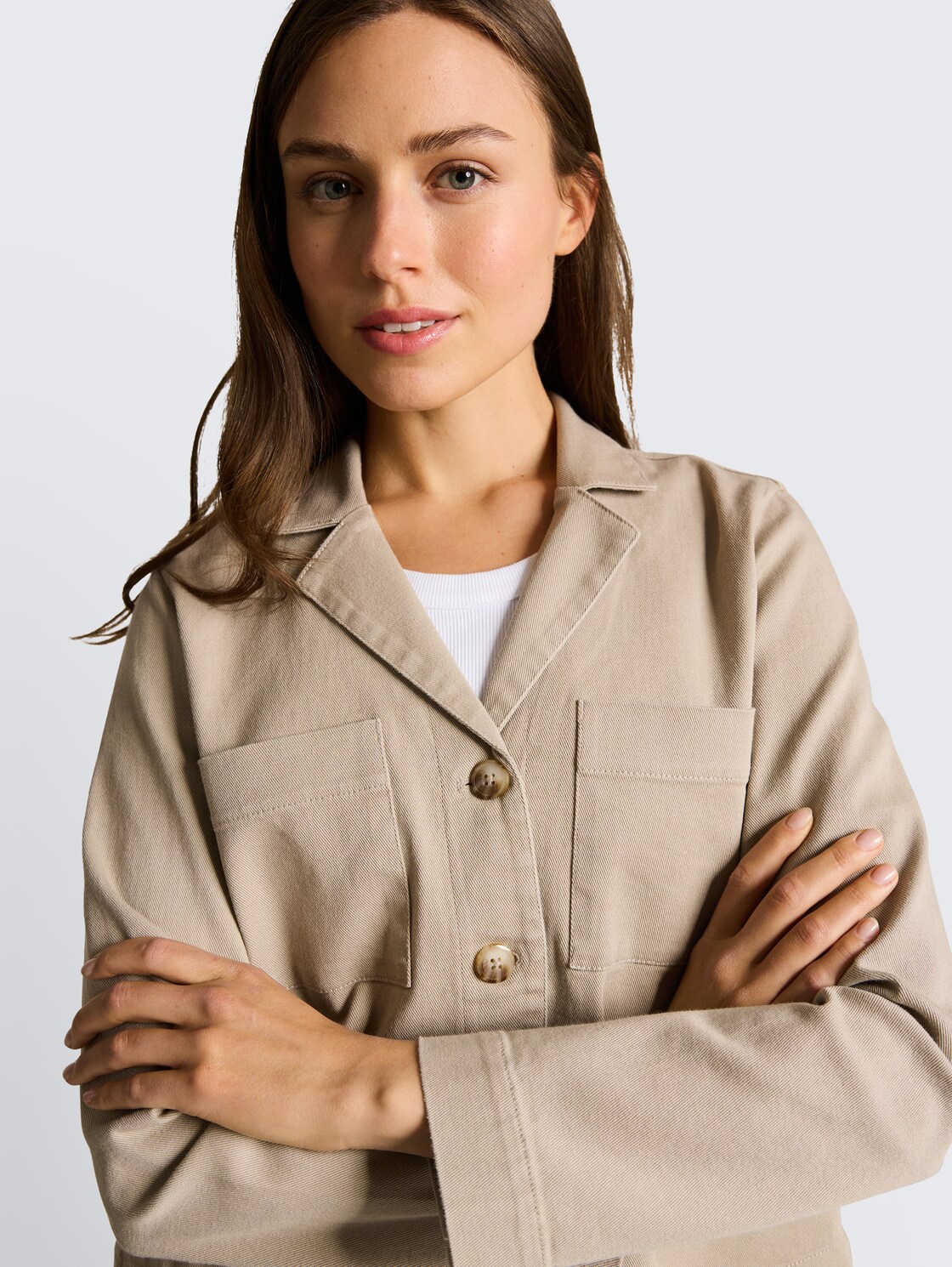 Regular Fit Jacke mit Brusttaschen - soft taupe grey