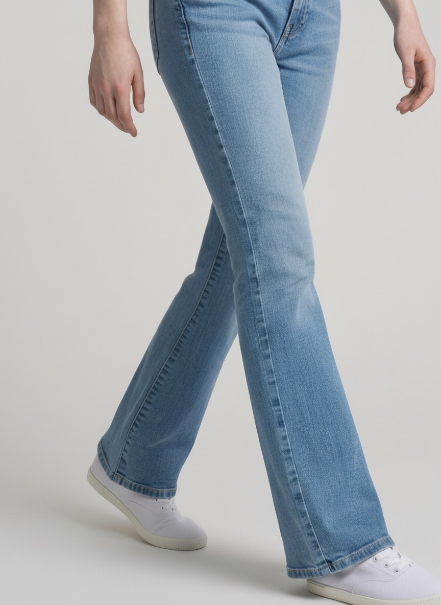 Flared Jeans mit Stretch - mid stone bright blue denim