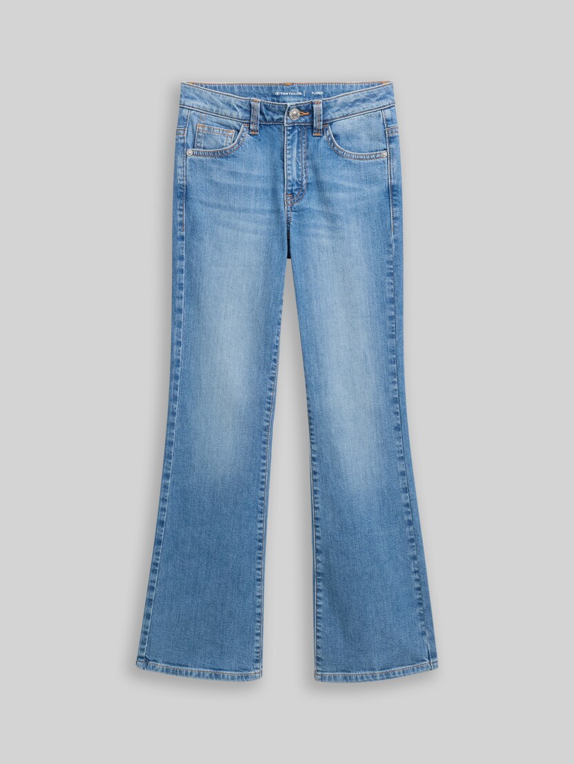 Jean évasé stretch par Teen Girls, mid stone bright blue denim