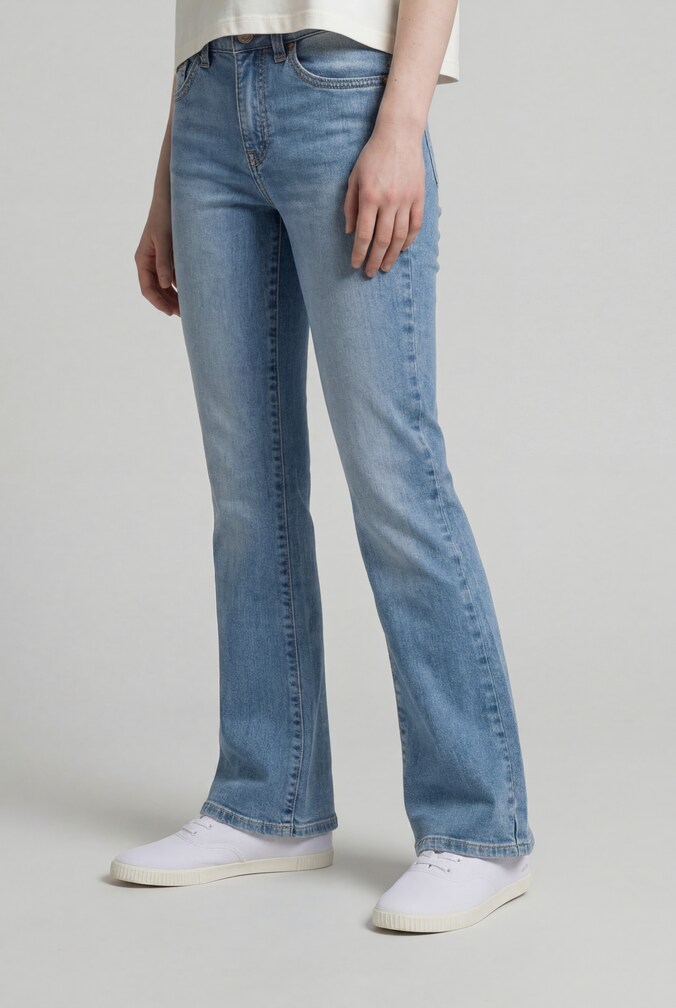 Flared Jeans mit Stretch von Teen Girls, mid stone bright blue denim