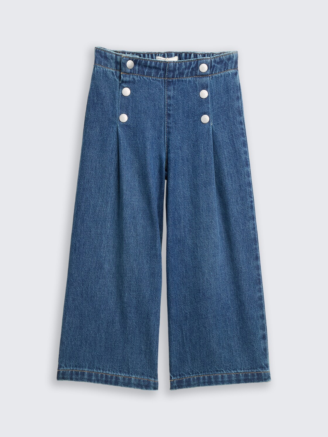 Wide Leg Jeans - Used Mid Stone Blue Denim - Vorder-Produkt-Ansicht
