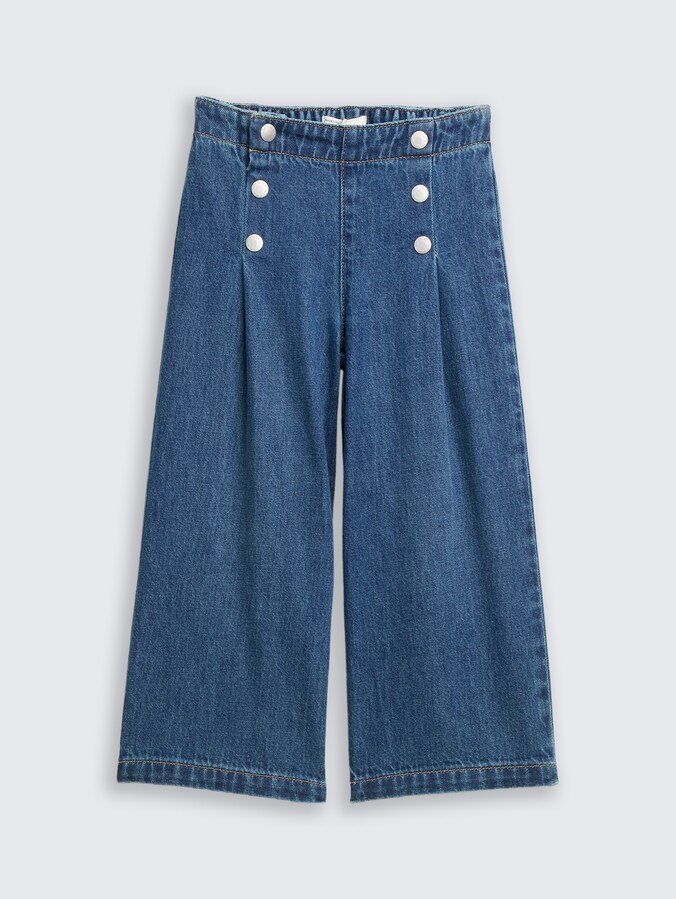 Wide leg jeans by Mini Girls, Used Mid Stone Blue Denim