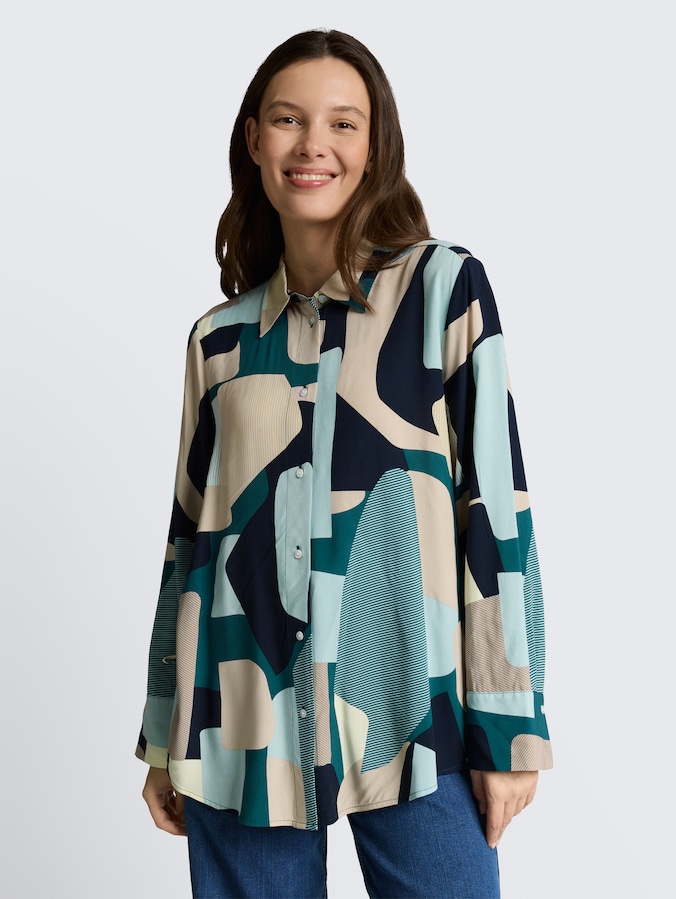 Loose fit blouse met strikdetails door Women, abstract stripe print