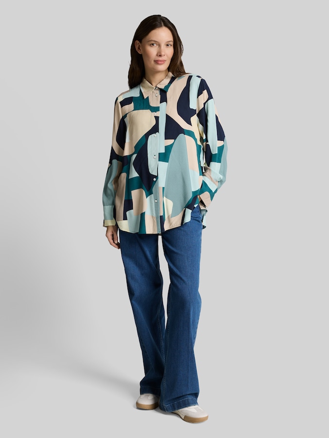 Blouse ample avec nœuds décoratifs par Women, abstract stripe print