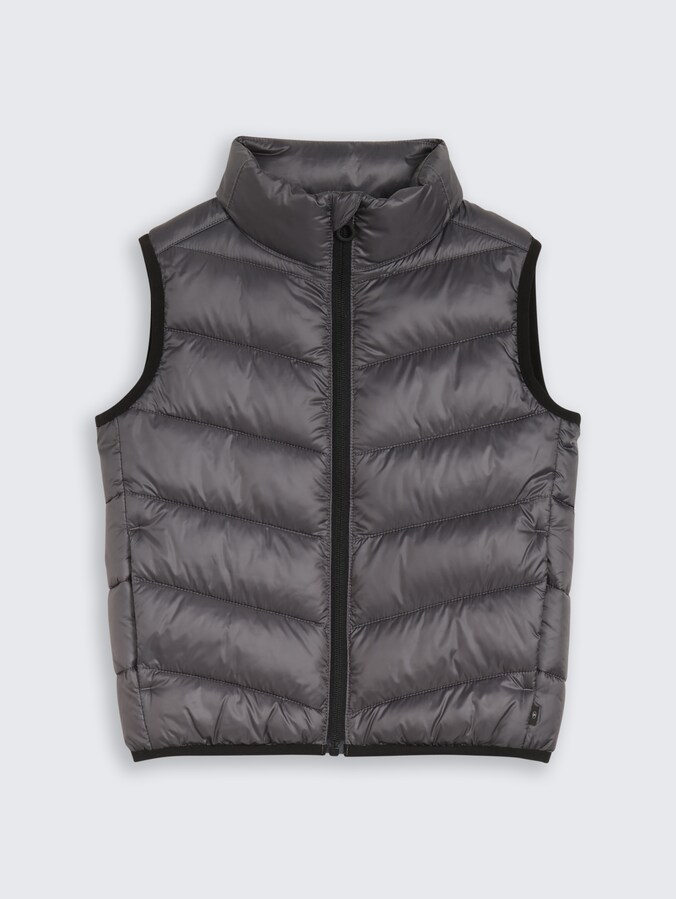Lightweight quilted waistcoat with water-repellent function by Mini Boys, dark urban grey