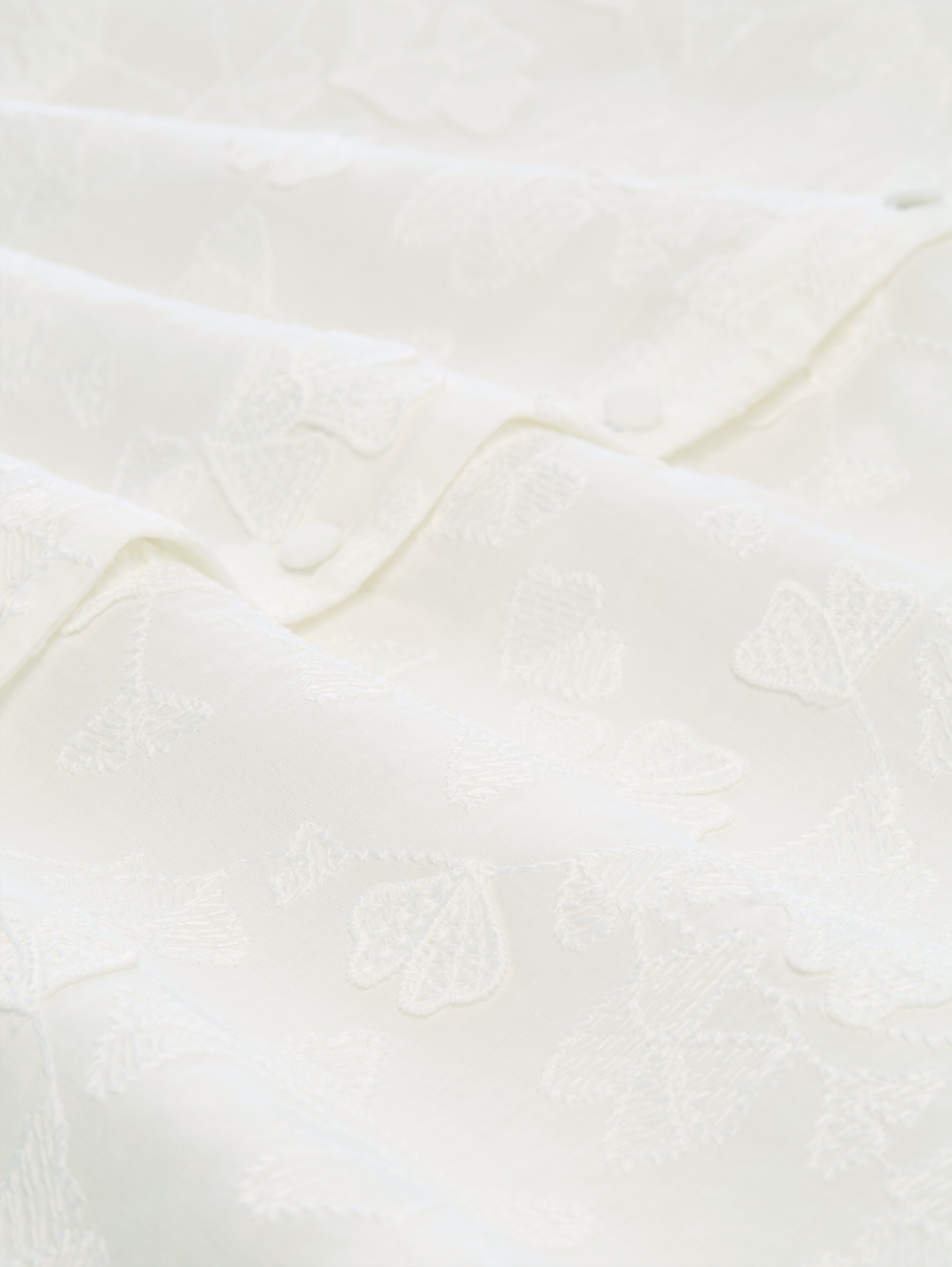Loose Fit Bluse mit Stickerei - White - Material-Ansicht