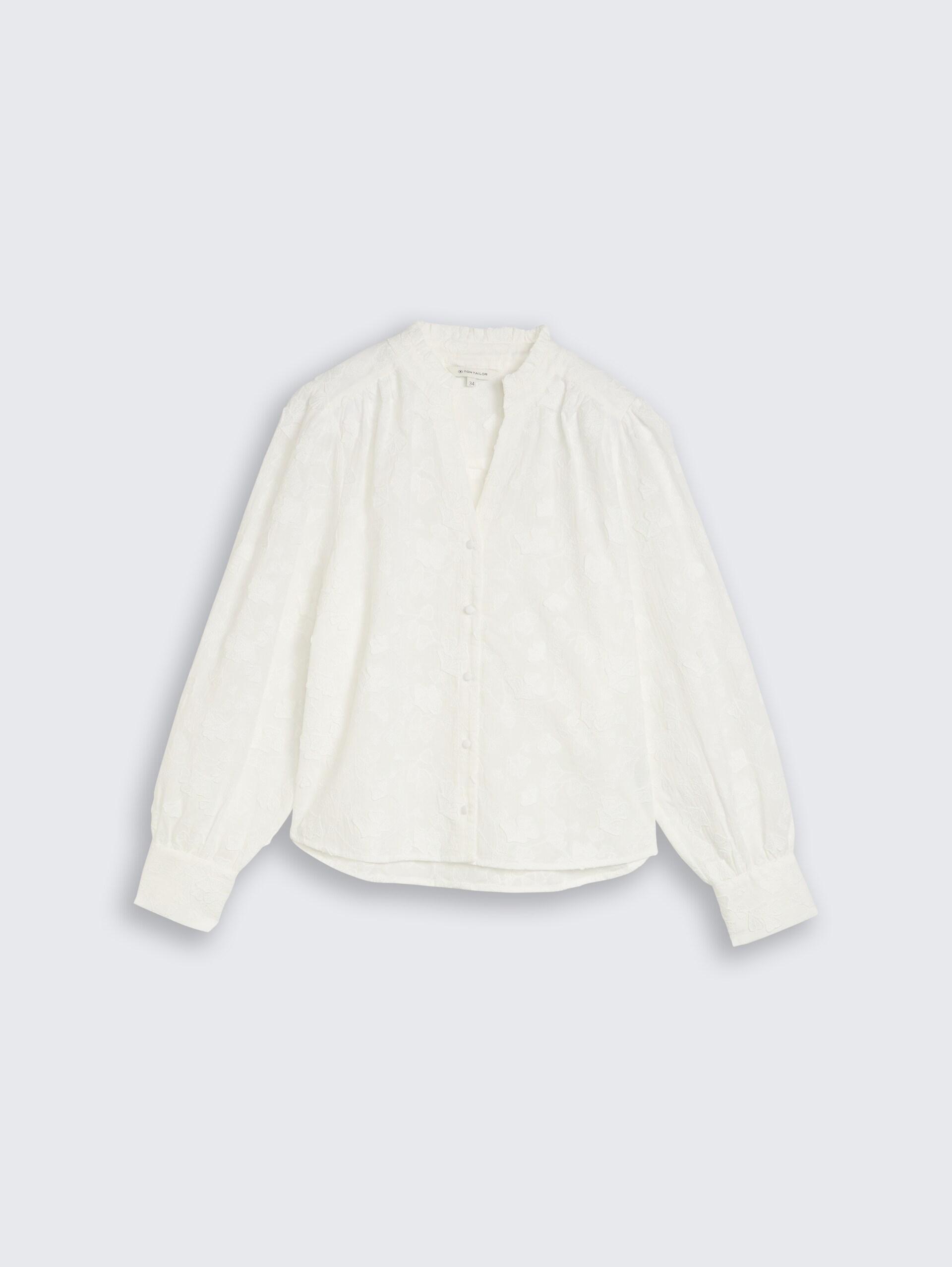 Loose Fit Bluse mit Stickerei - White - Vorder-Produkt-Ansicht