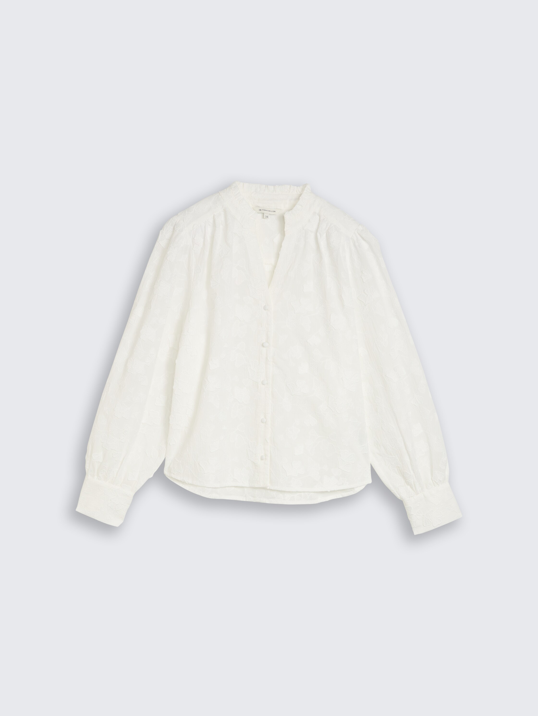 Loose Fit Bluse mit Stickerei - White - Vorder-Produkt-Ansicht