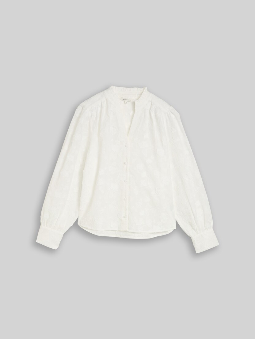 Loose-fit blouse with embroidery by Women, White