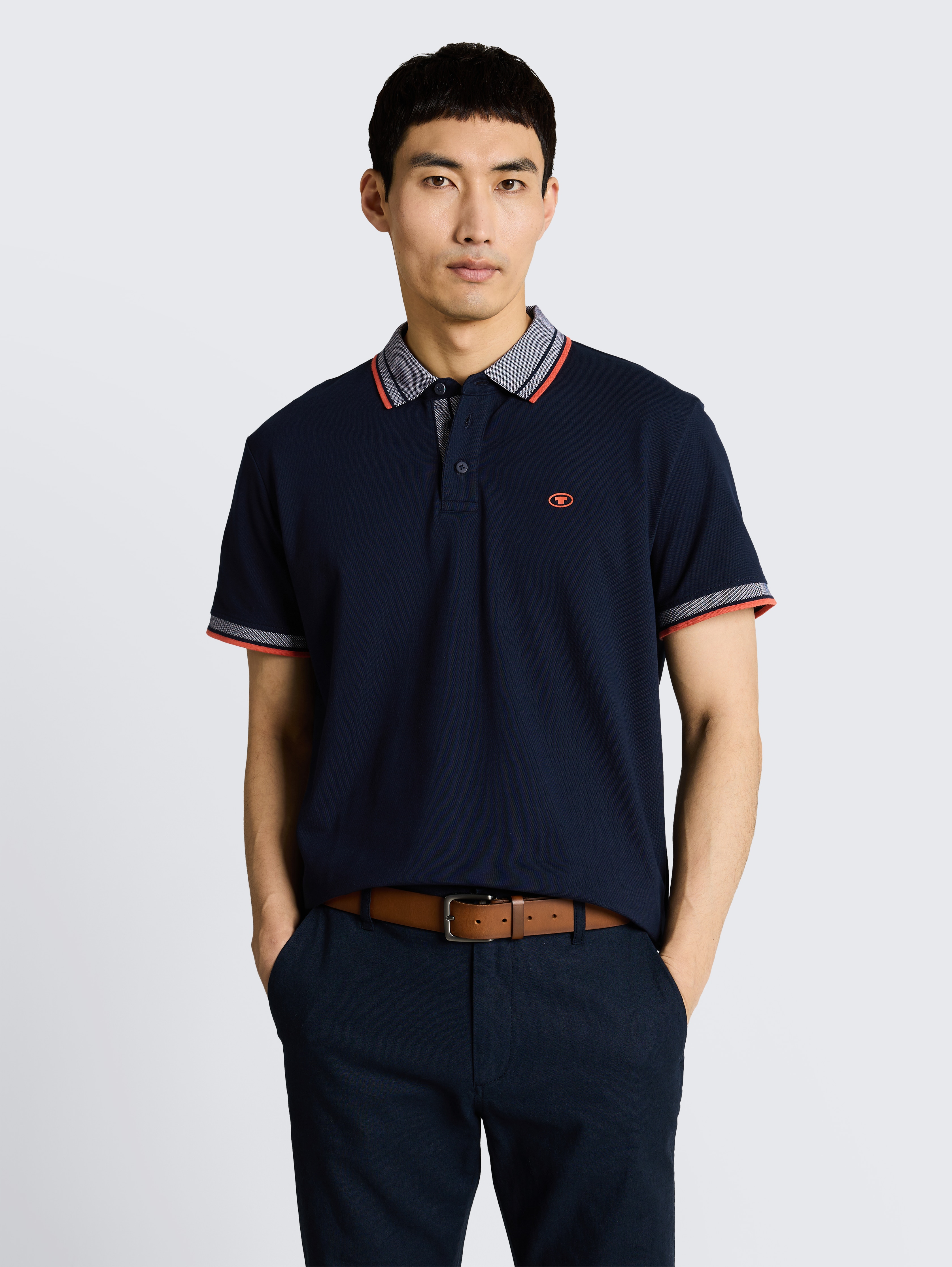 Piqué Poloshirt mit Logo-Print von Men, sky captain blue