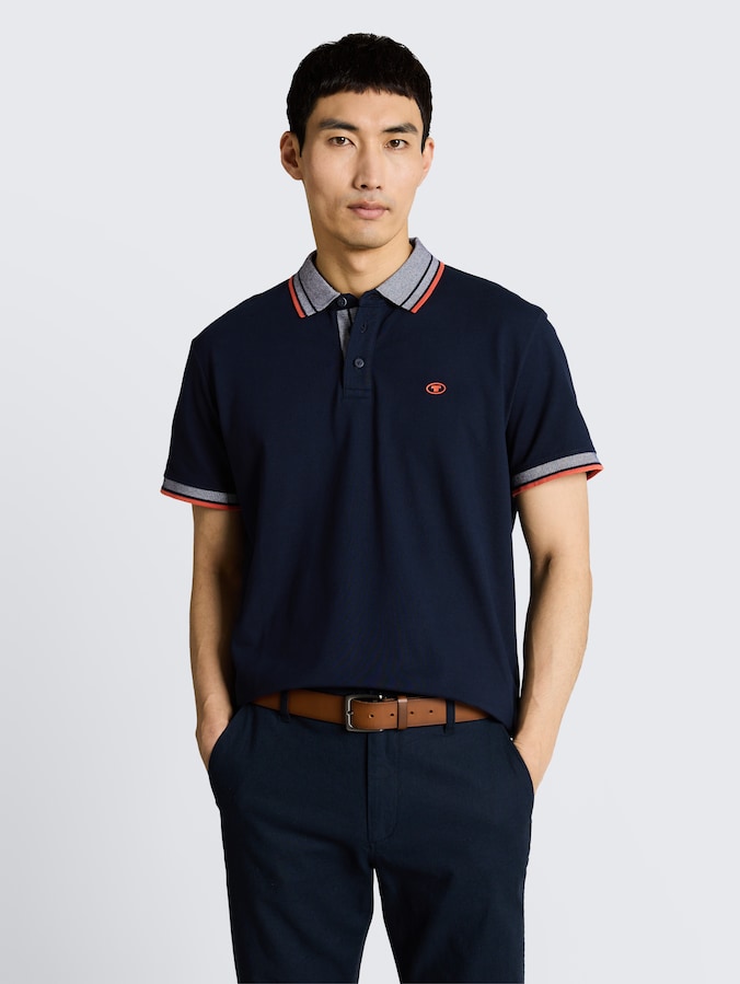 Piqué poloshirt met logo-print door Men, sky captain blue