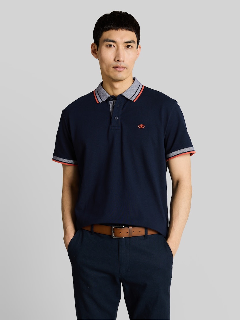 Piqué Poloshirt mit Logo-Print von Men, sky captain blue