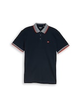 Nicht ausgewählt, Piqué Poloshirt mit Logo-Print von Tom Tailor, blau