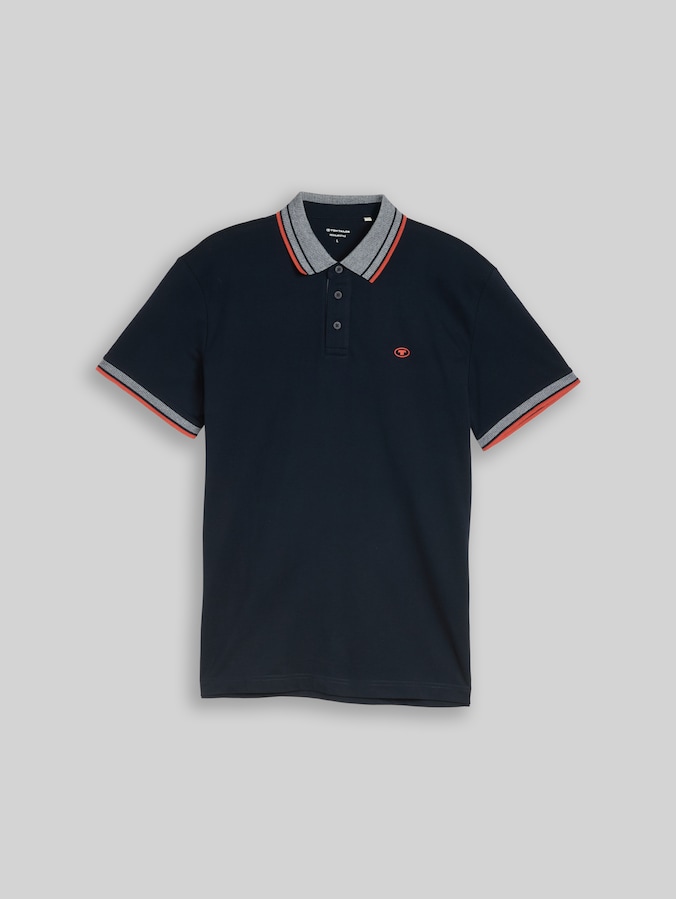 Piqué polo shirt with logo print by Men, sky captain blue