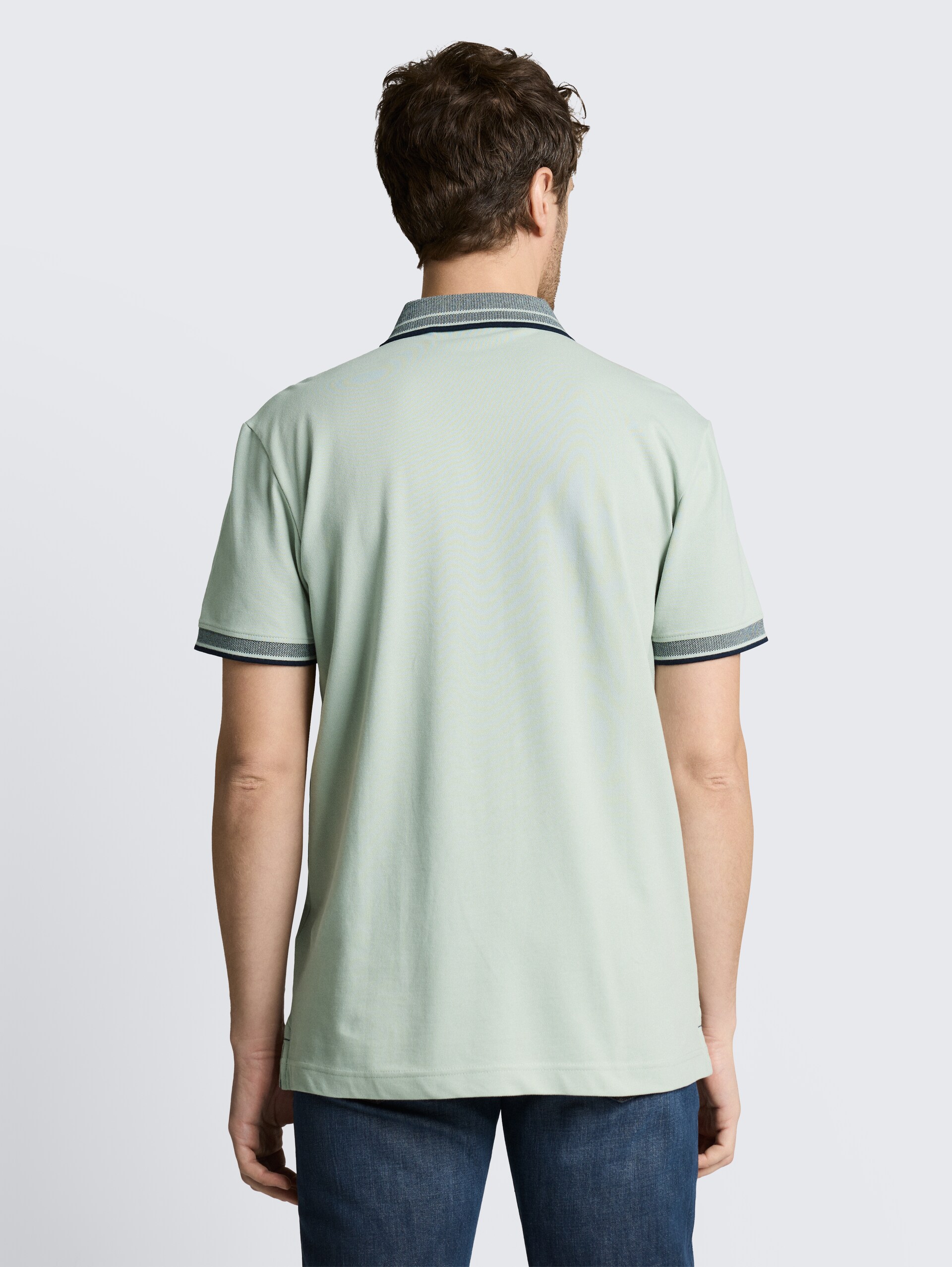 Piqué poloshirt met logo-print - soft greyish green