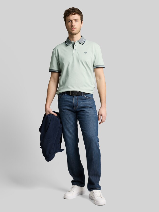 Polo en piqué avec logo imprimé par Men, soft greyish green