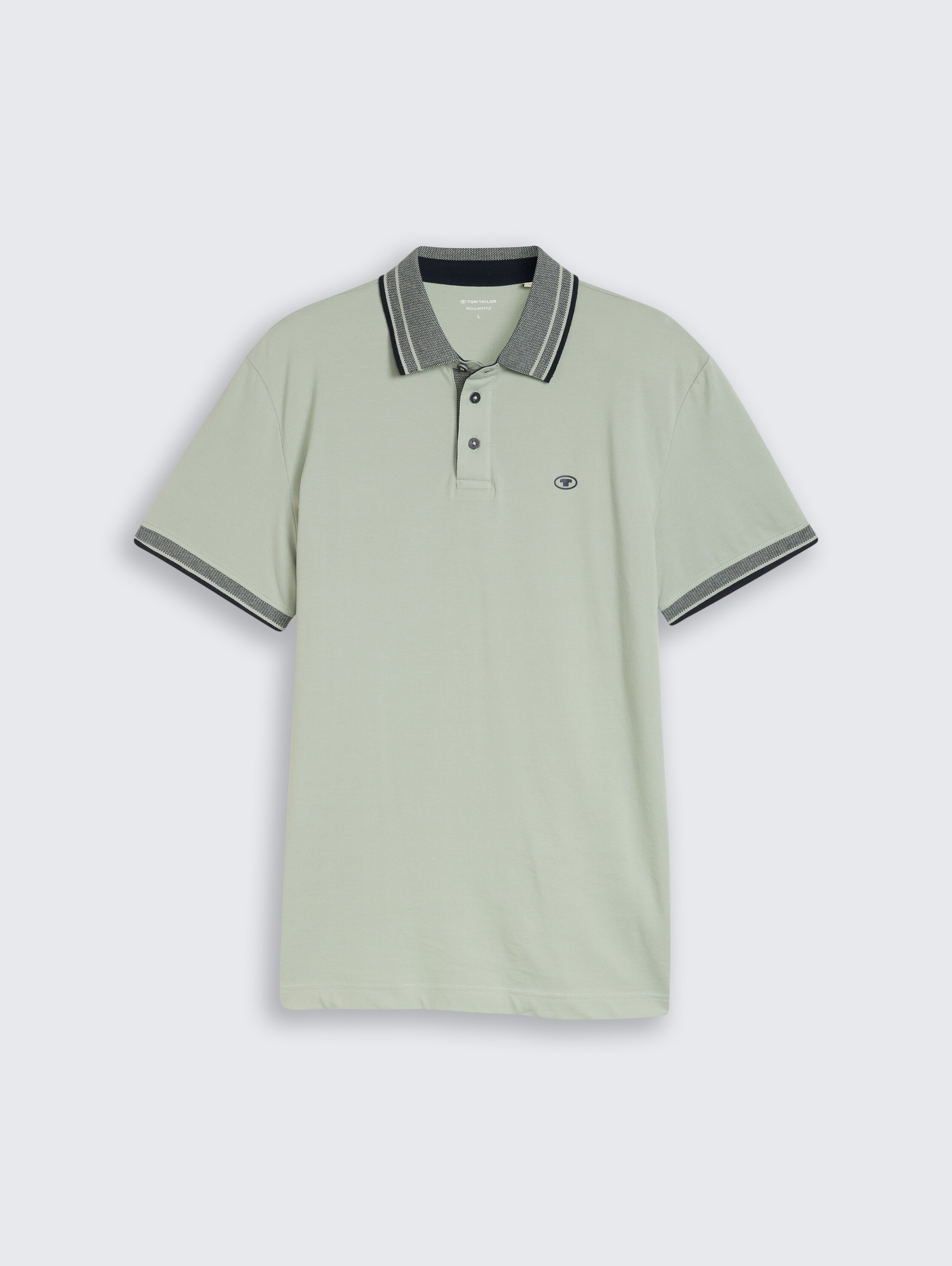 Piqué polo shirt with logo print - soft_greyish_green_1 - 