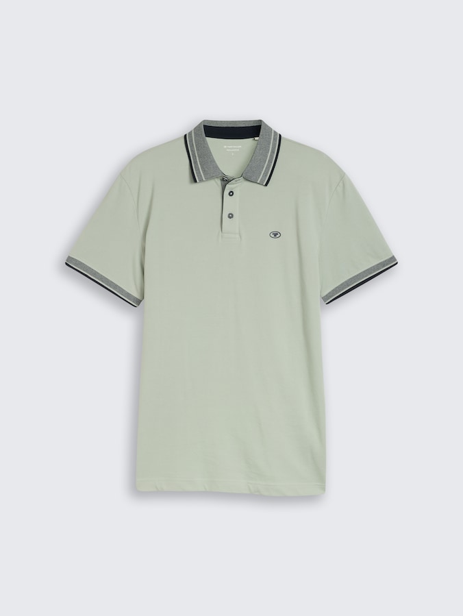 Piqué Poloshirt mit Logo-Print von Men, soft greyish green