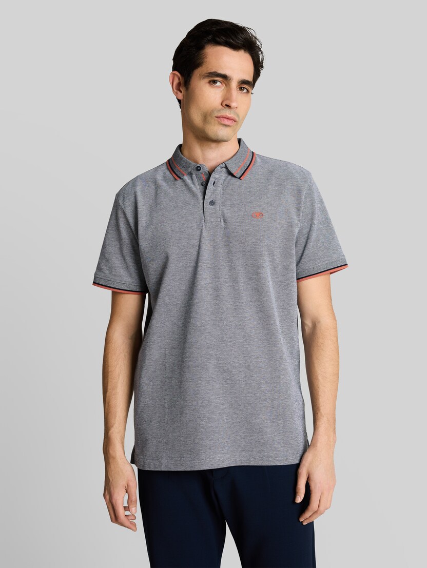 Piqué Poloshirt mit Logo-Print von Men, navy white two tone pique